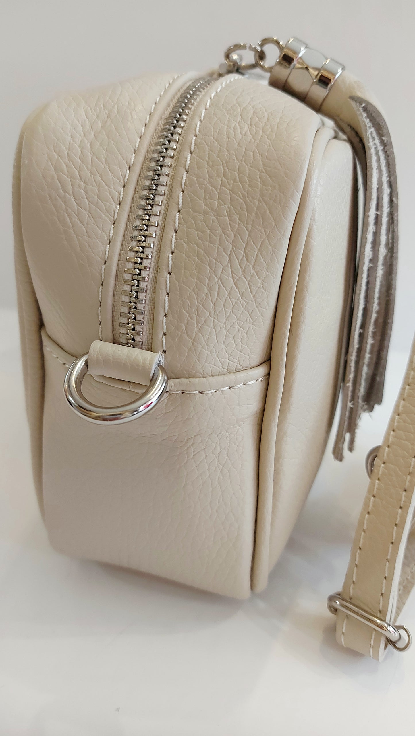 Italian Leather Cross-Body/Shoulder/Camera Bag - Stone