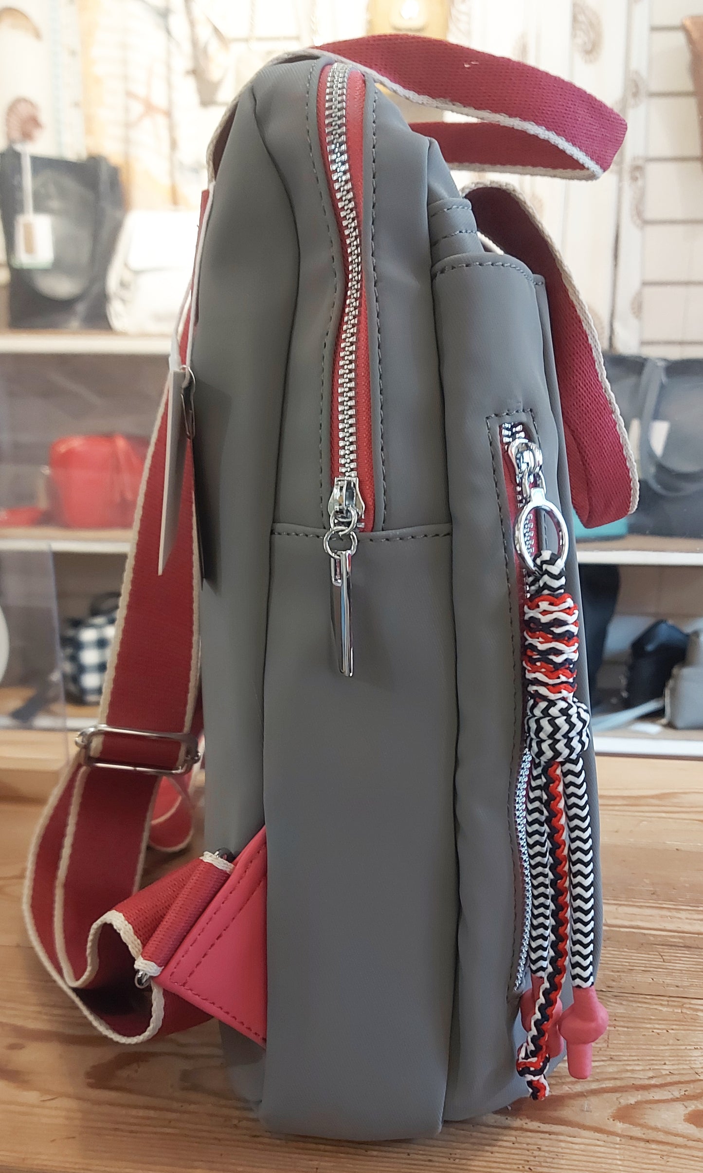 PU Back-Pack - Grey & Pink