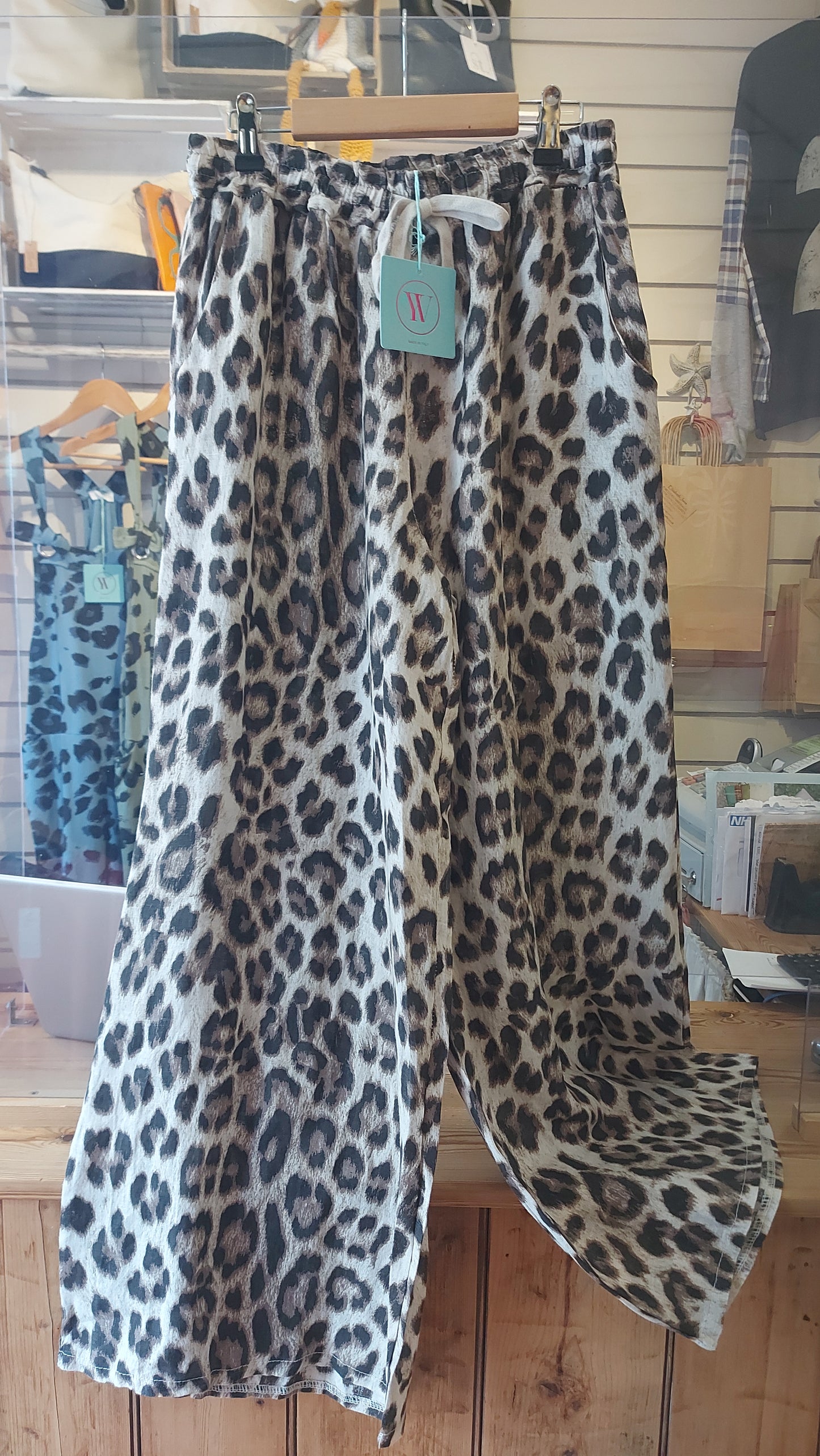 Animal Print Linen Trousers
