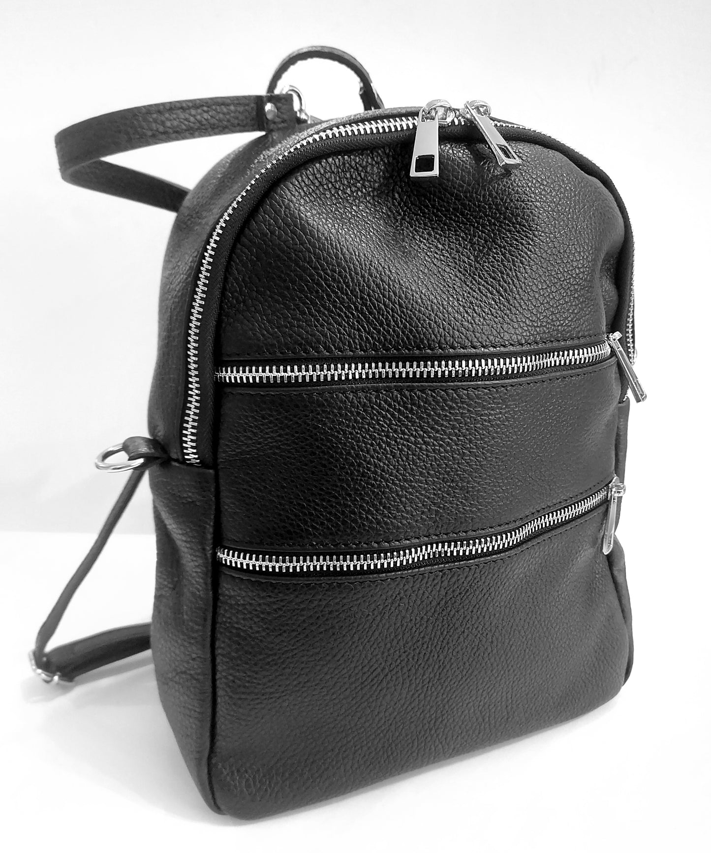 Italian Leather Back-Pack - Black