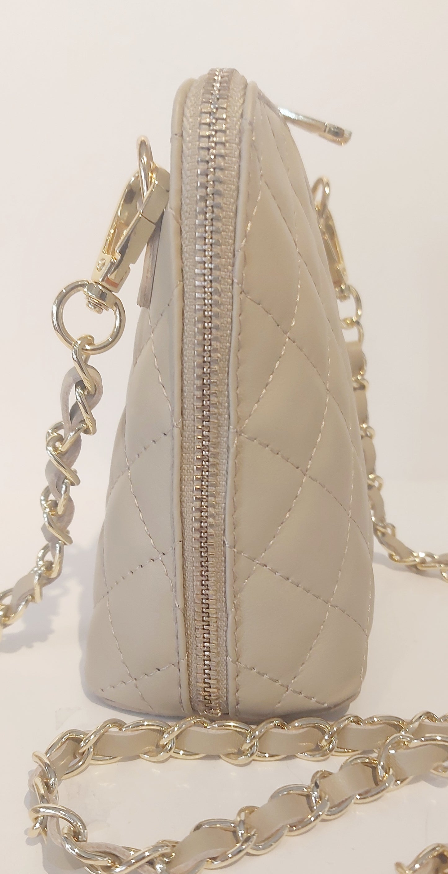 Italian Leather Cross-Body/Shoulder Bag - Light Taupe