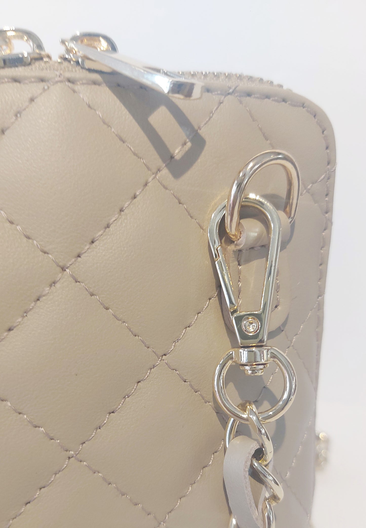 Italian Leather Cross-Body/Shoulder Bag - Light Taupe