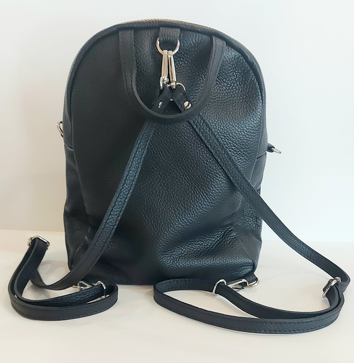 Italian Leather Back-Pack - Black