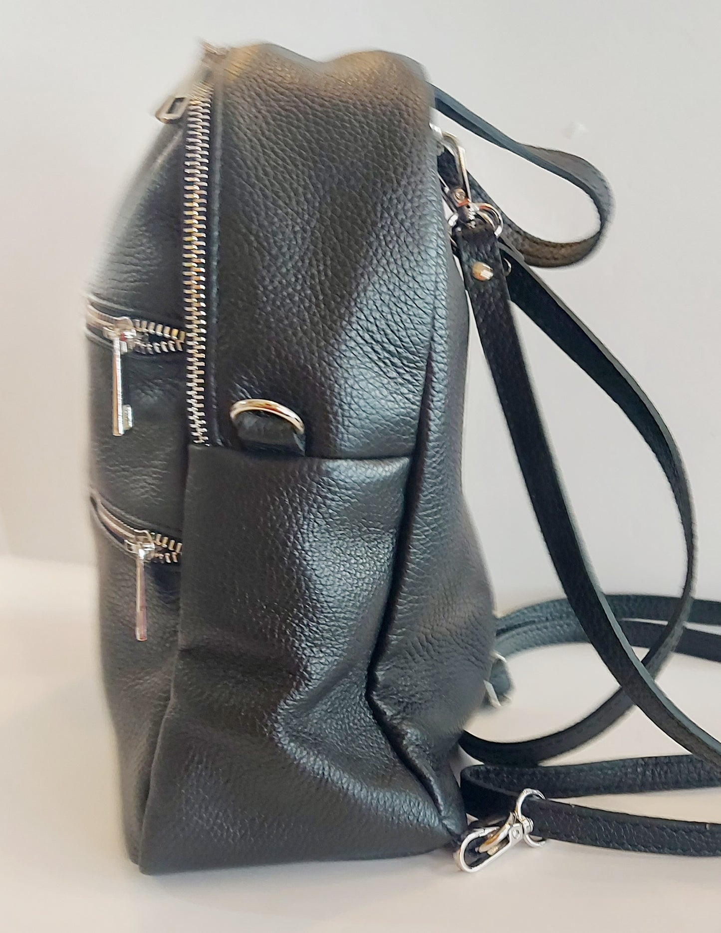 Italian Leather Back-Pack - Black