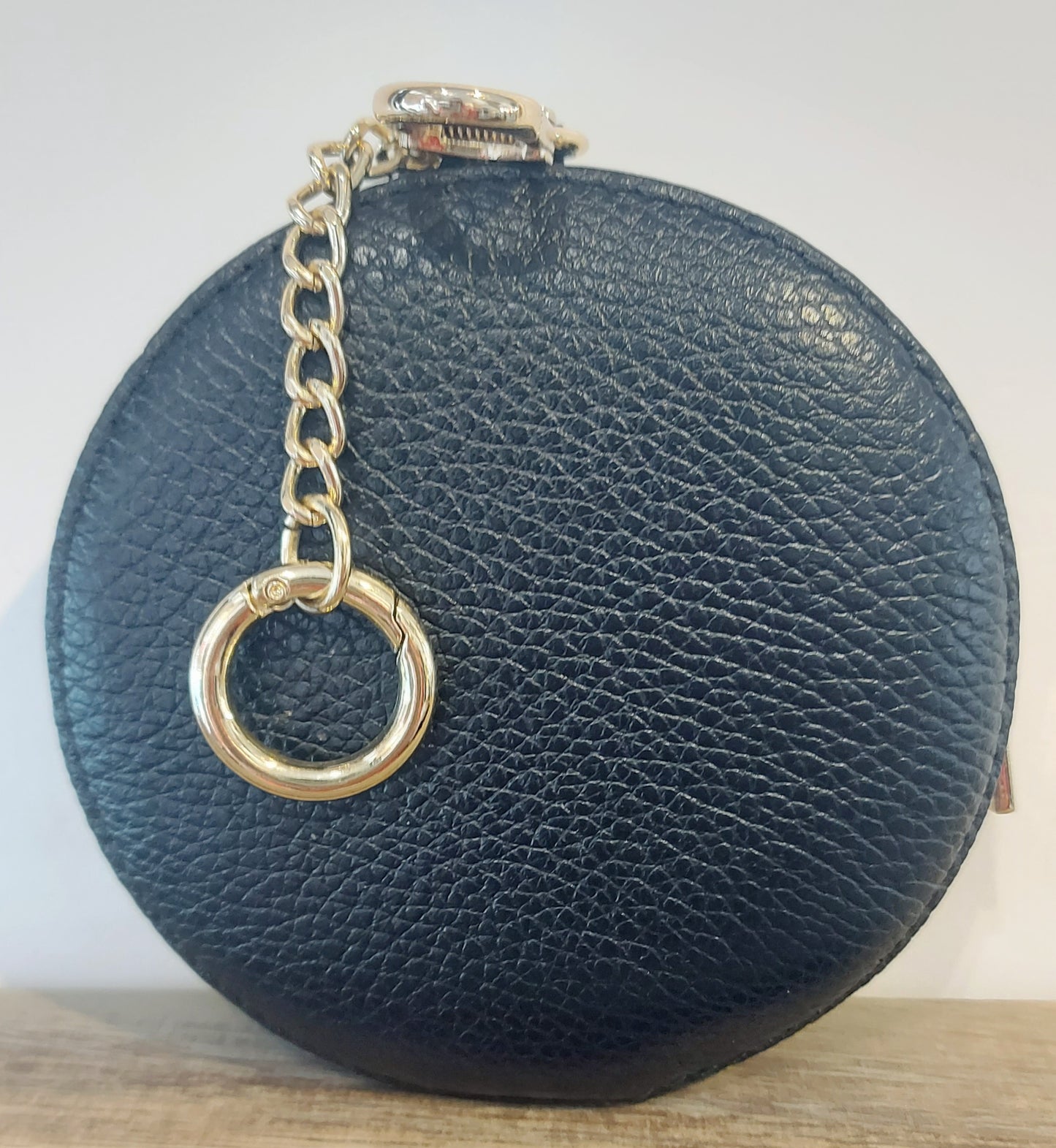 Round Leather Purse - Black