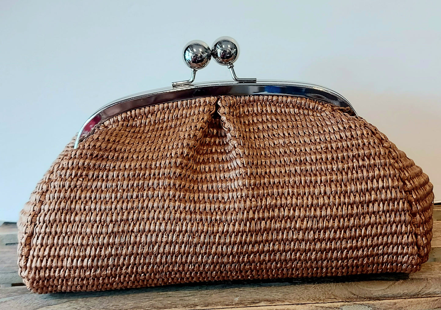 Raffia Clutch/Shoulder Bag - Tan