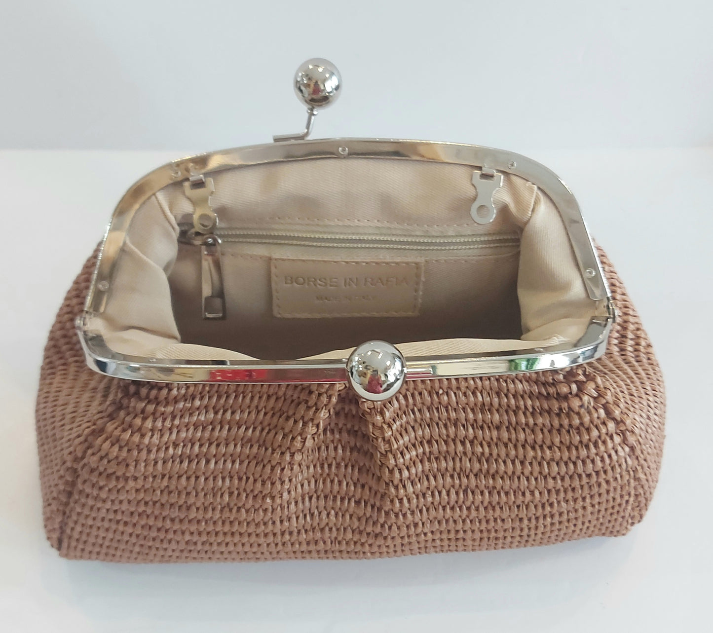 Raffia Clutch/Shoulder Bag - Tan