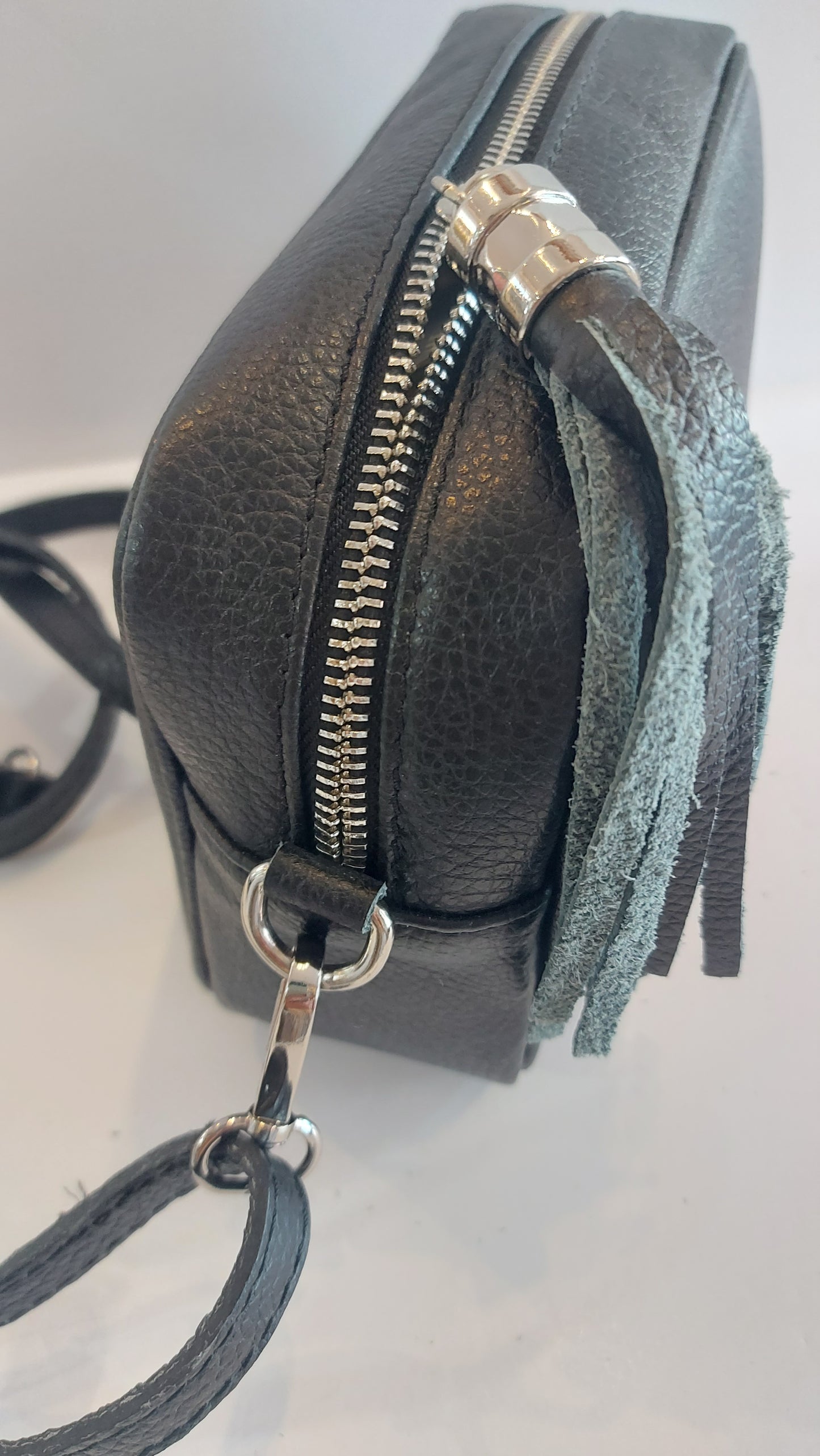 Italian Leather Cross-Body/Shoulder/Camera Bag - Black