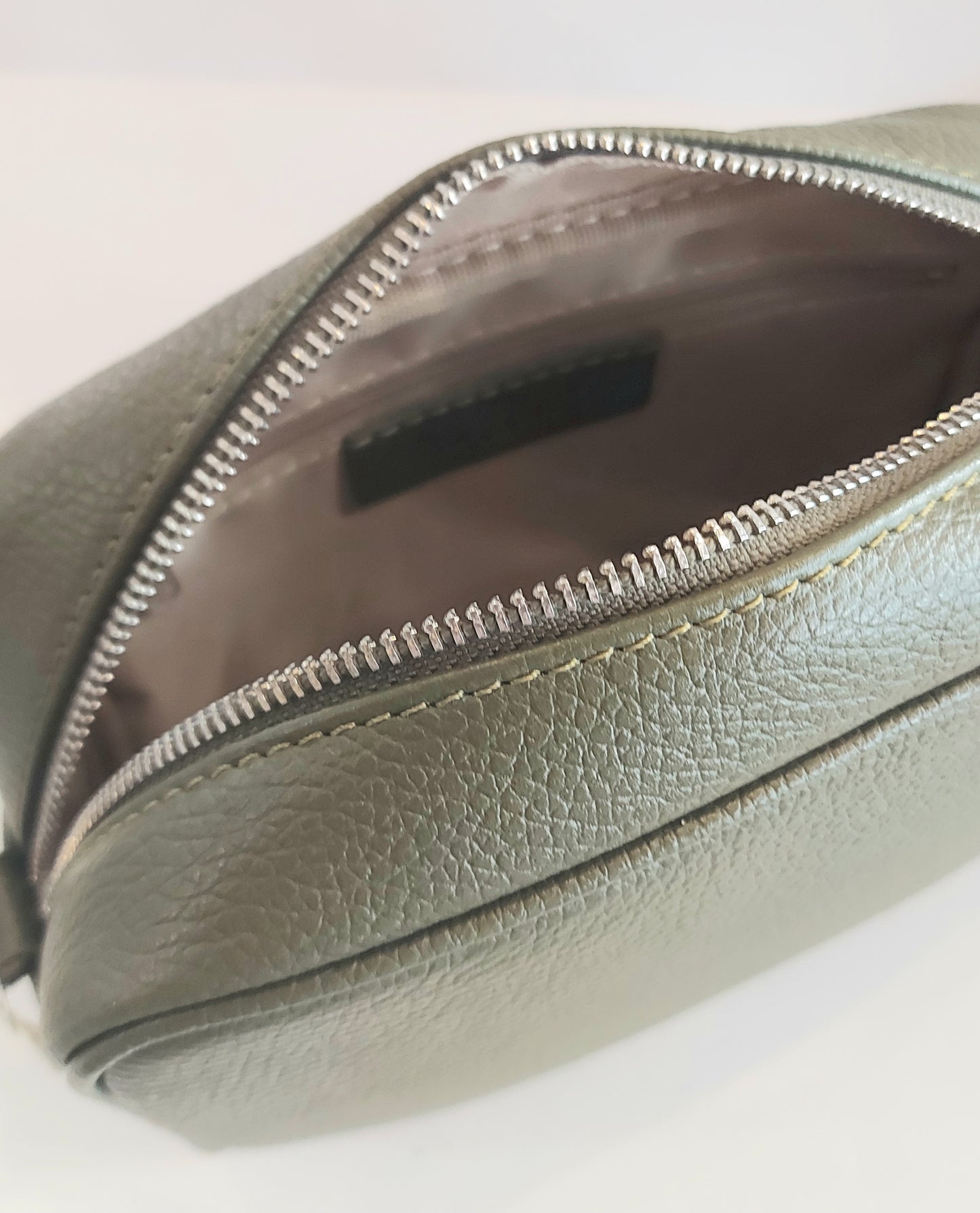 Italian Leather Cross-Body/Shoulder Bag - Khaki Green