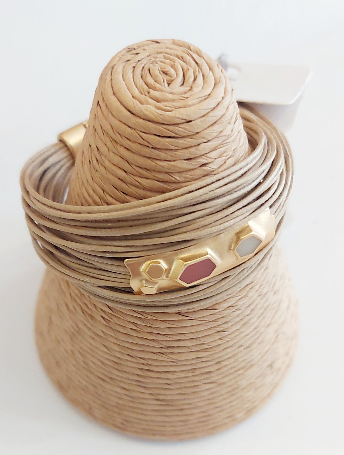 Multi-Strand Bracelet - Soft Gold/Red/Natural