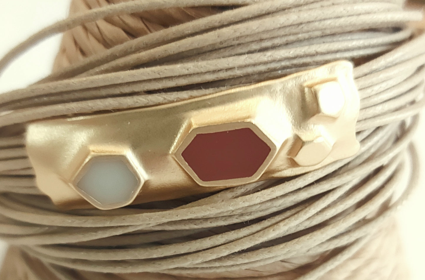 Multi-Strand Bracelet - Soft Gold/Red/Natural