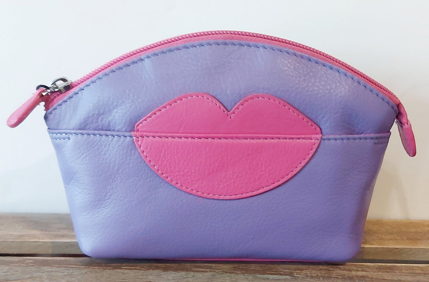 Leather Make-Up Bag/Pouch - Lilac & Pink