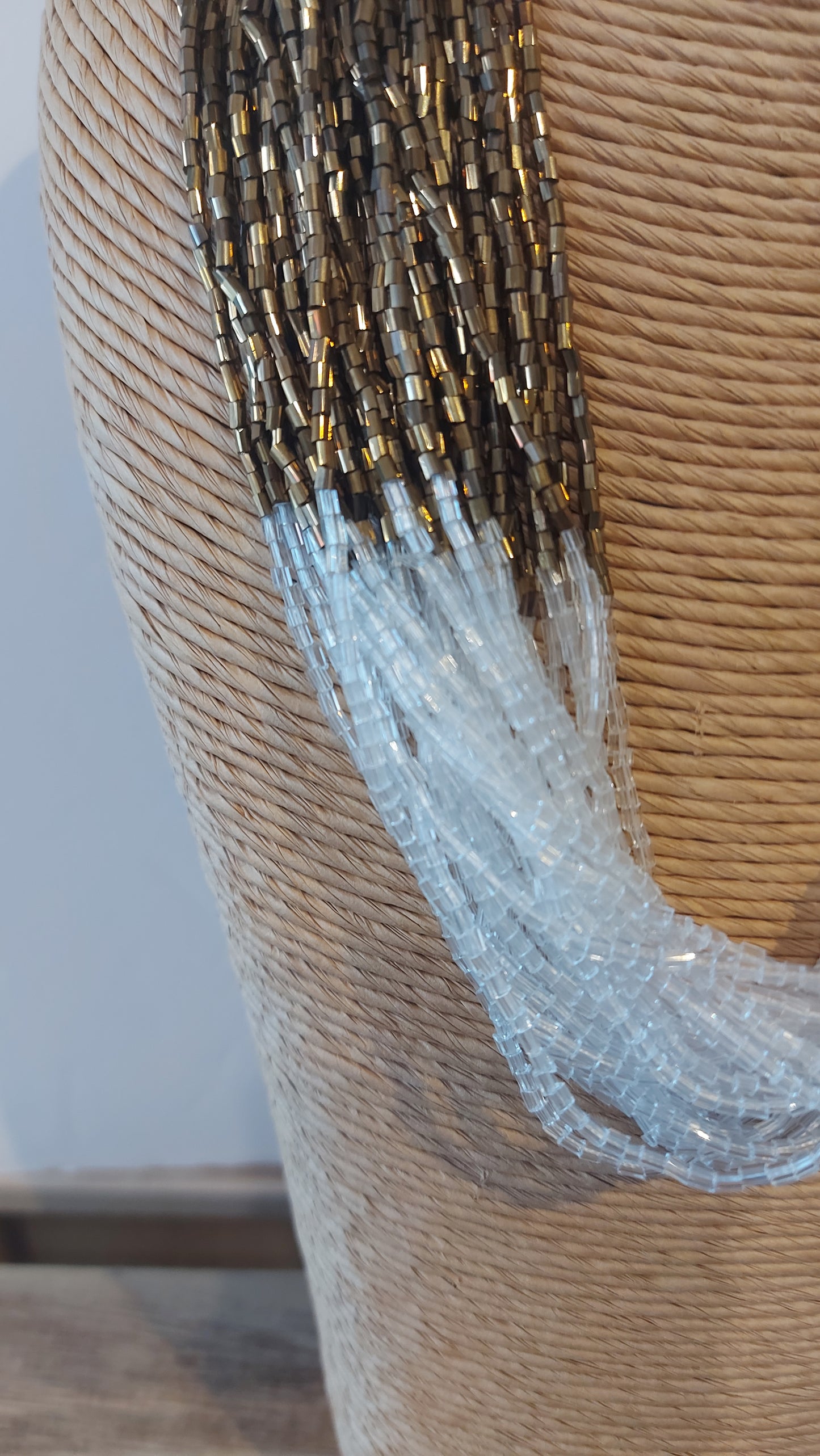 Multi-Strand Necklace - Blue/Bronze/White