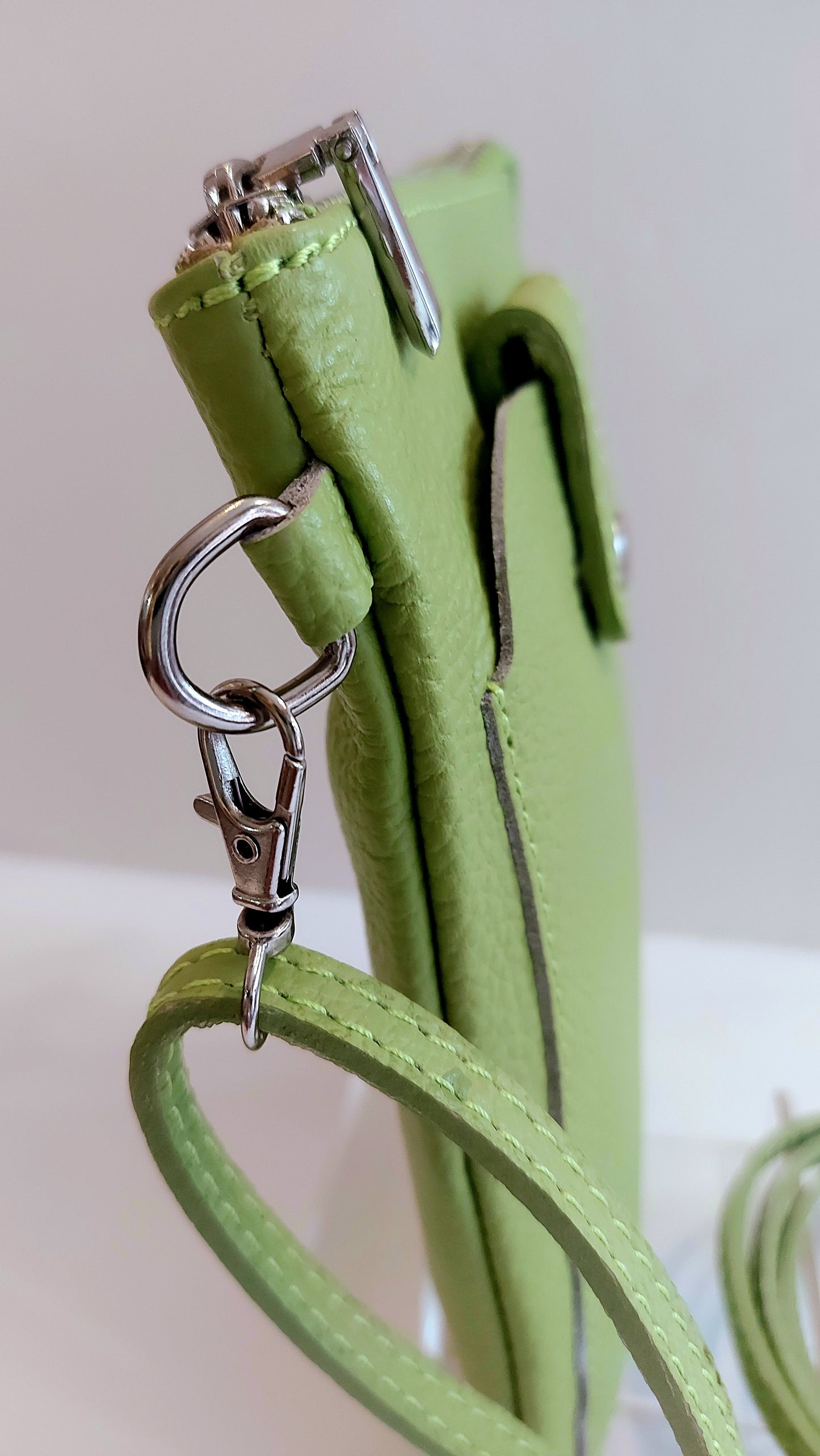 Leather Mini Shoulder/Phone Bag - Lime Green
