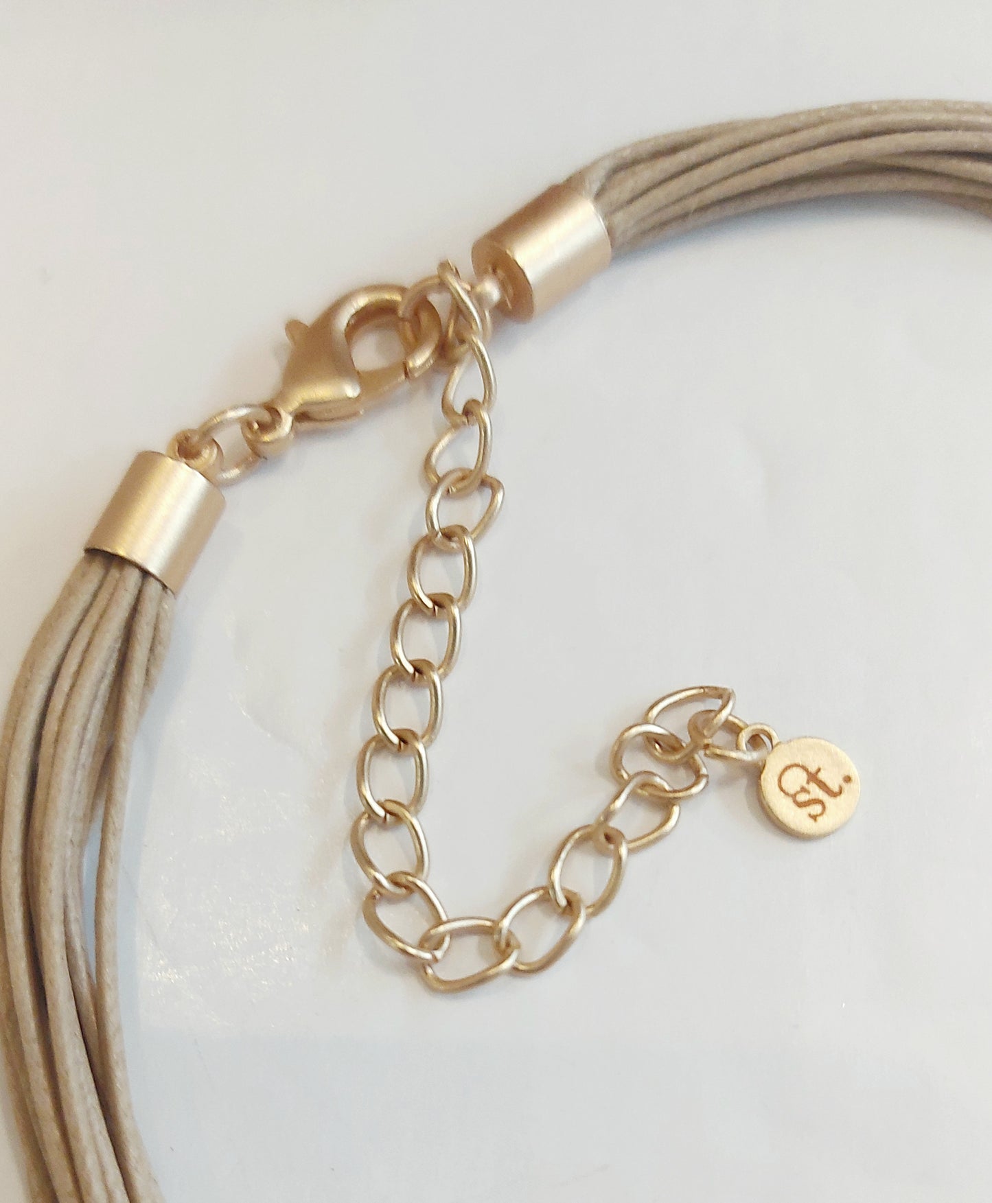 Multi-Strand Collar Necklace - Soft Gold/Red/Natural