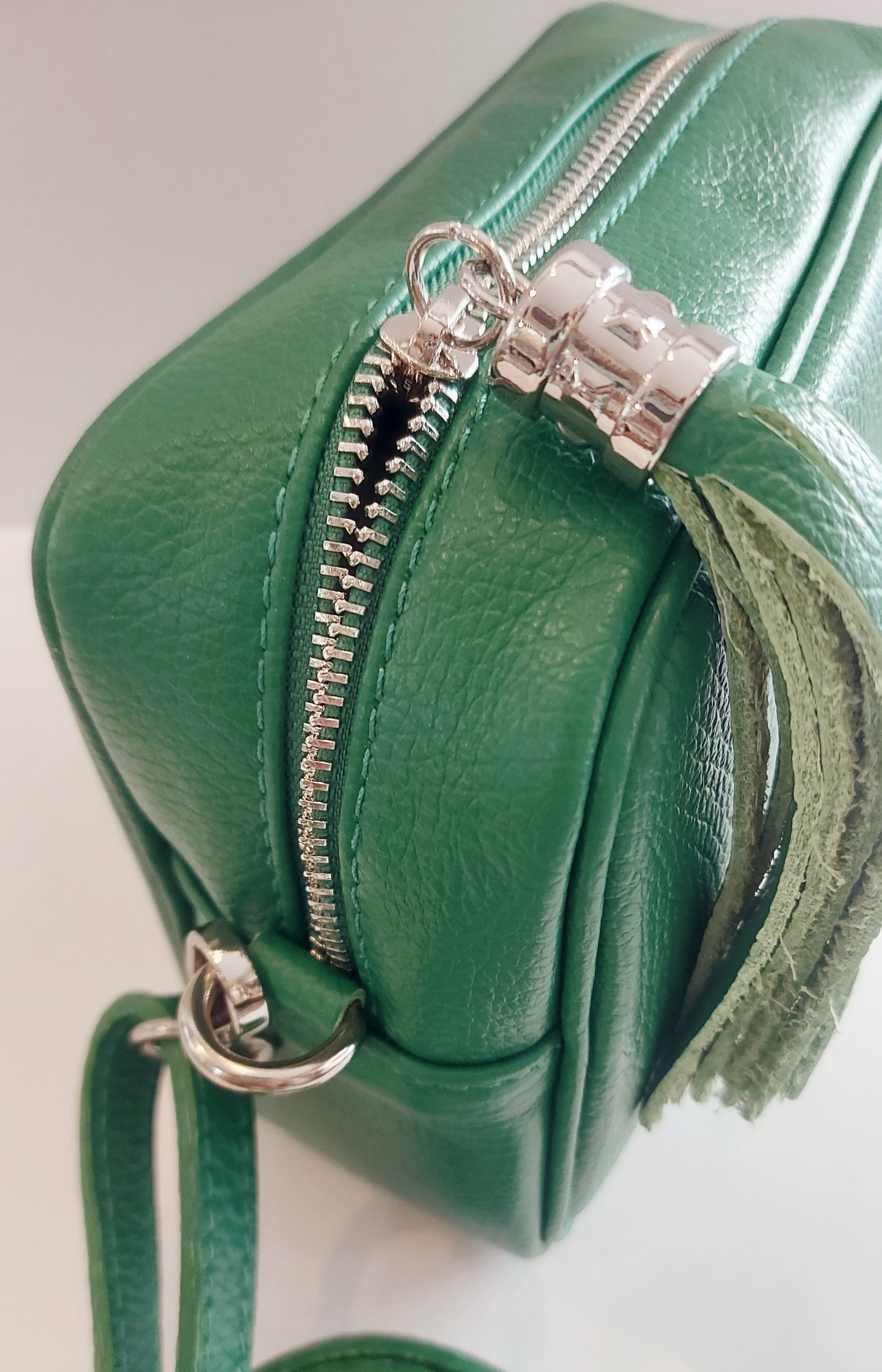 Italian Leather Cross-Body/Shoulder/Camera Bag - Pea Green