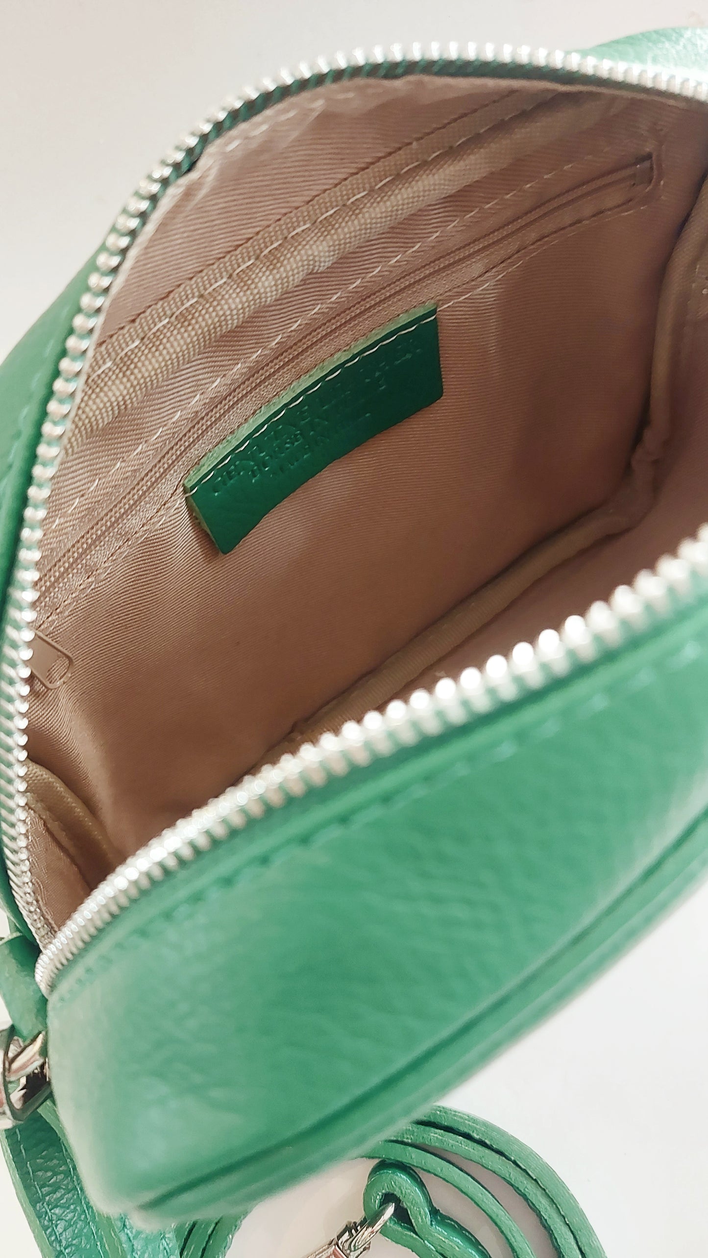 Italian Leather Cross-Body/Shoulder/Camera Bag - Pea Green