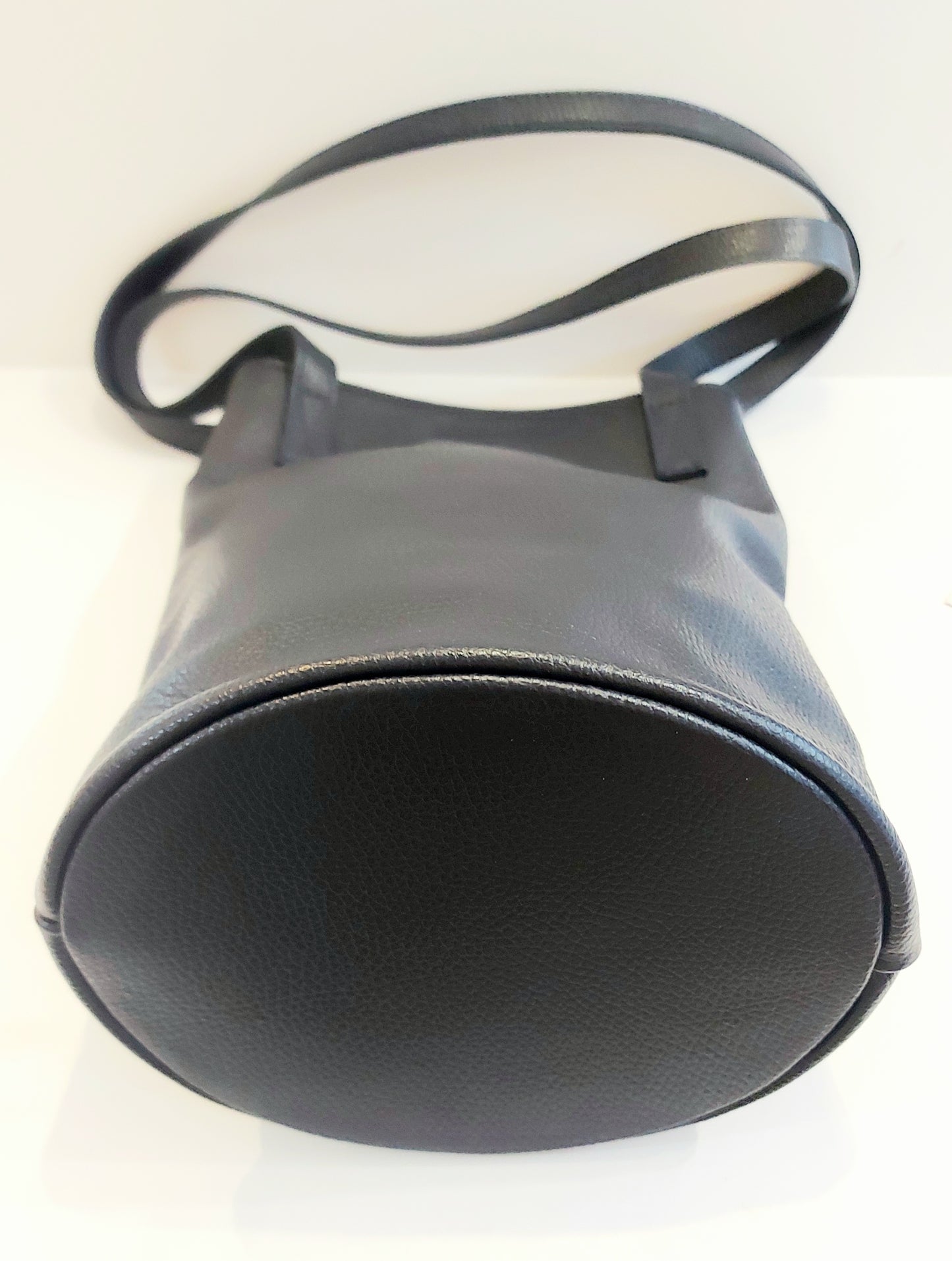 Tall Italian Leather Shoulder/Tote Bag - Navy Blue