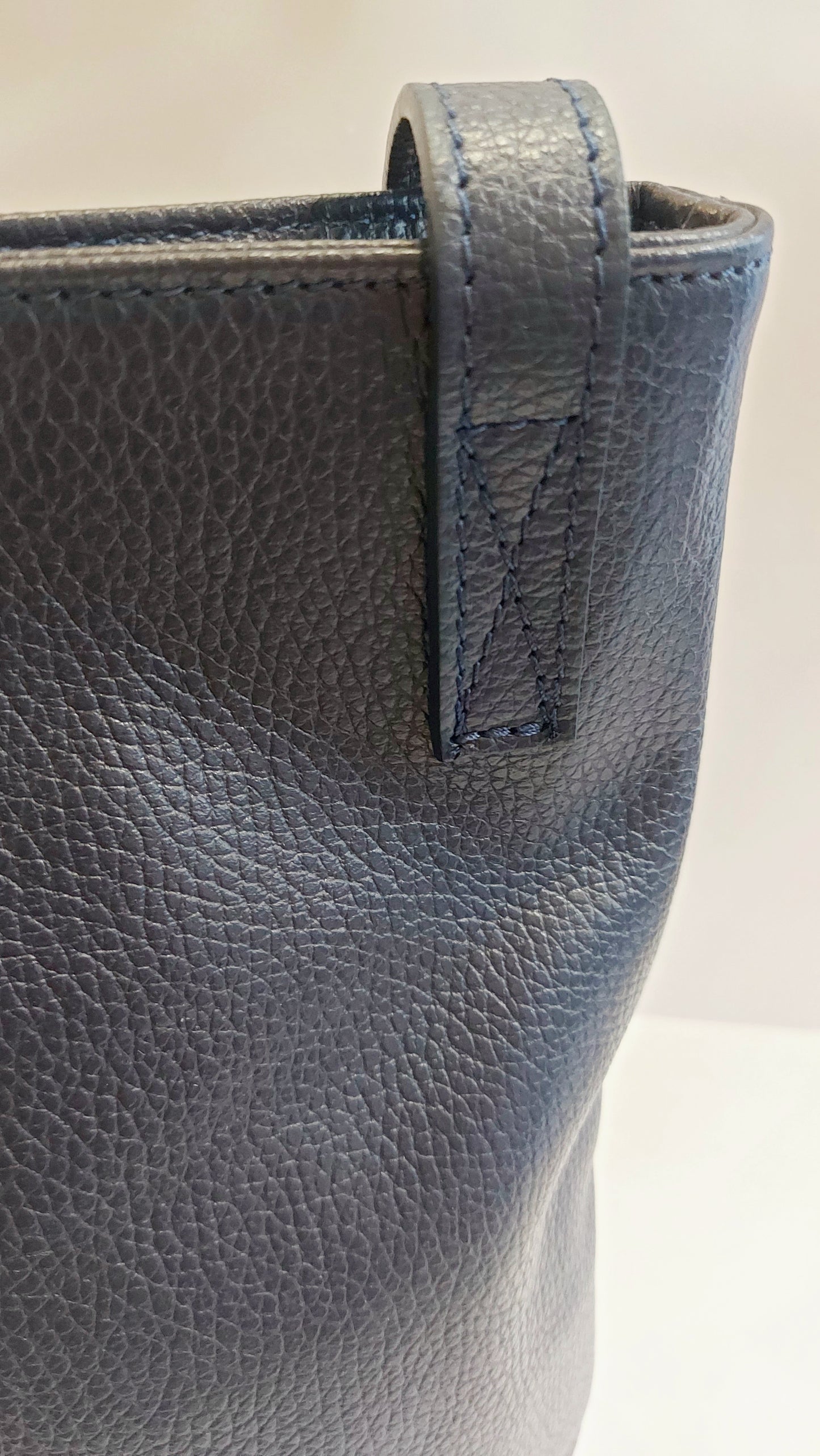 Tall Italian Leather Shoulder/Tote Bag - Navy Blue