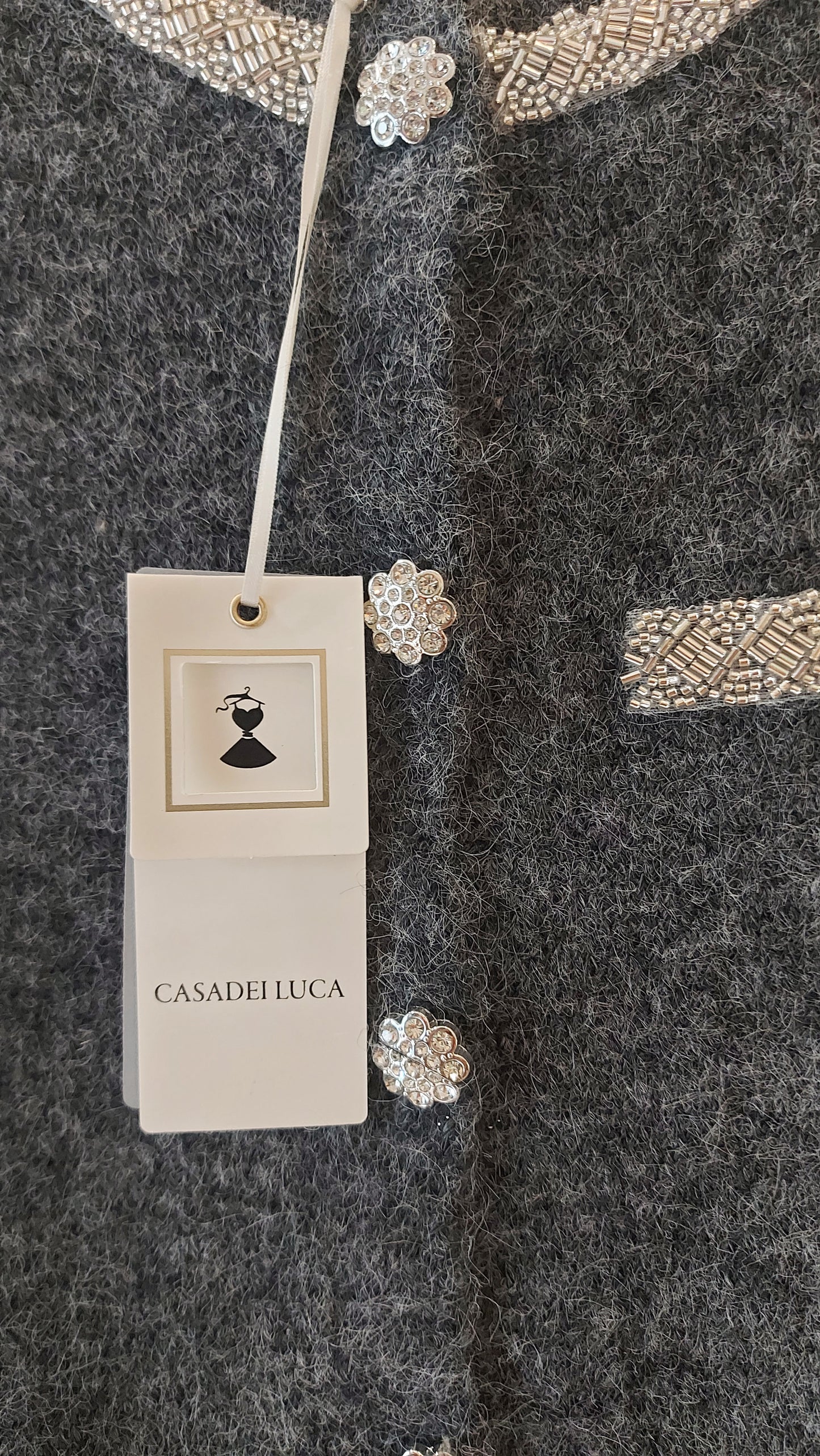 Italian Jewelled Cardigan - Grey