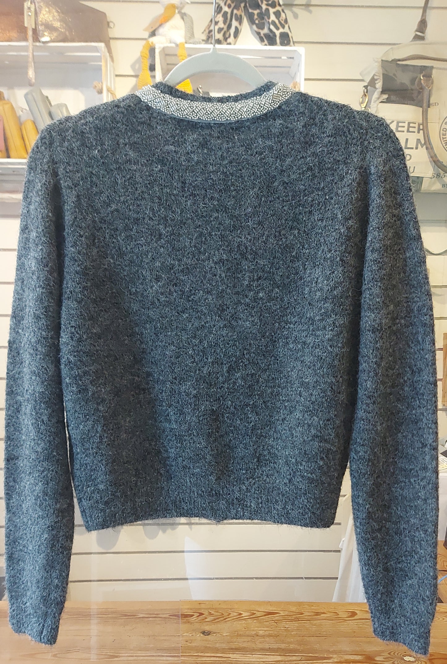 Italian Jewelled Cardigan - Grey