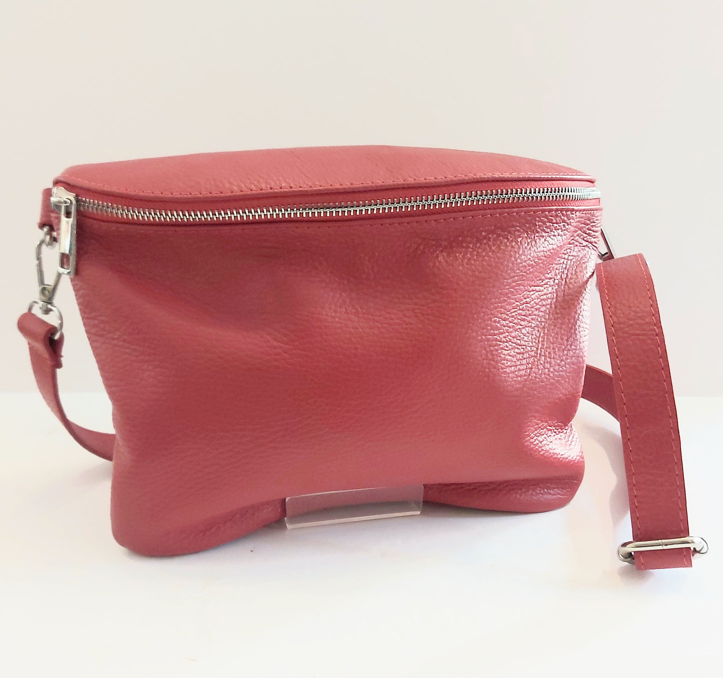 Italian Leather Cross-Body/Shoulder Bag - Red