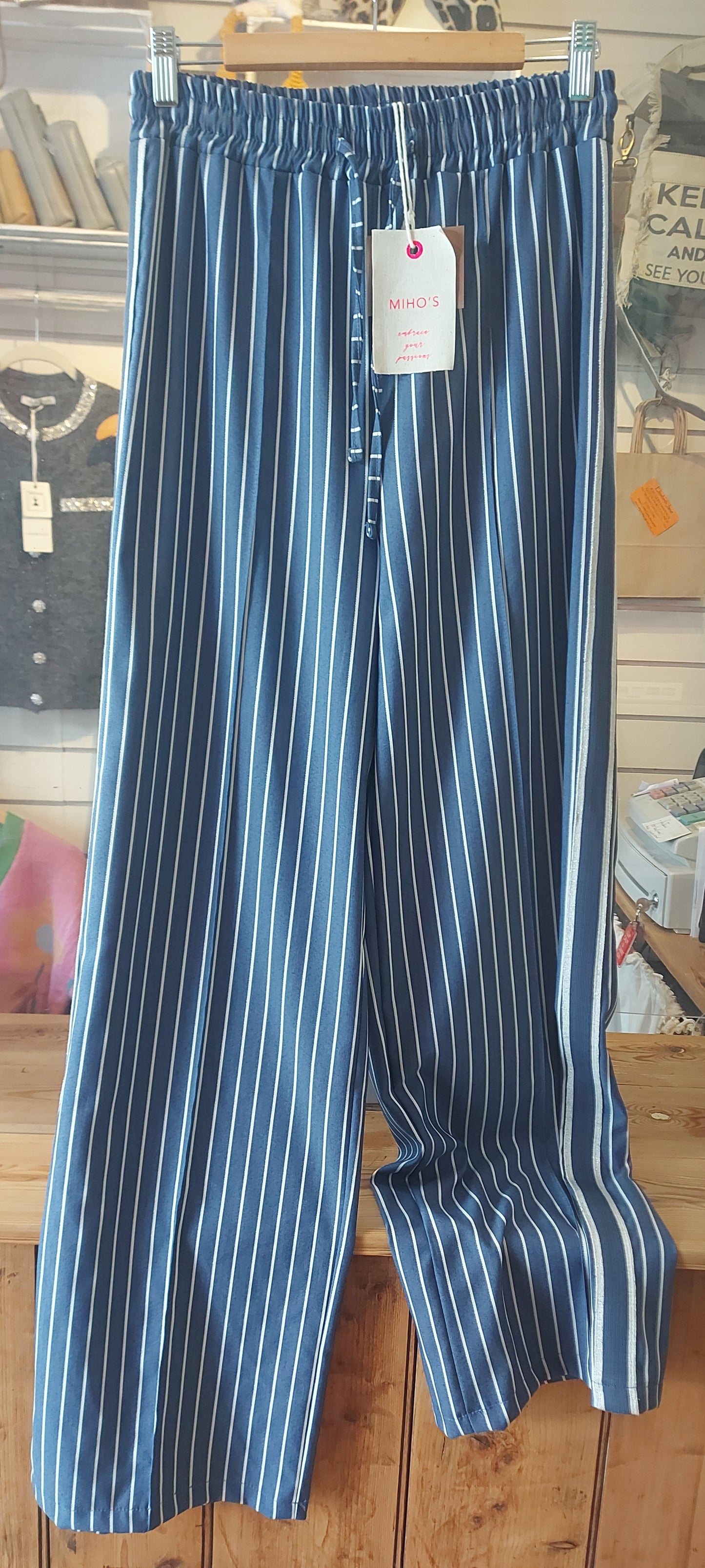 Wide Leg Trousers - Denim Blue