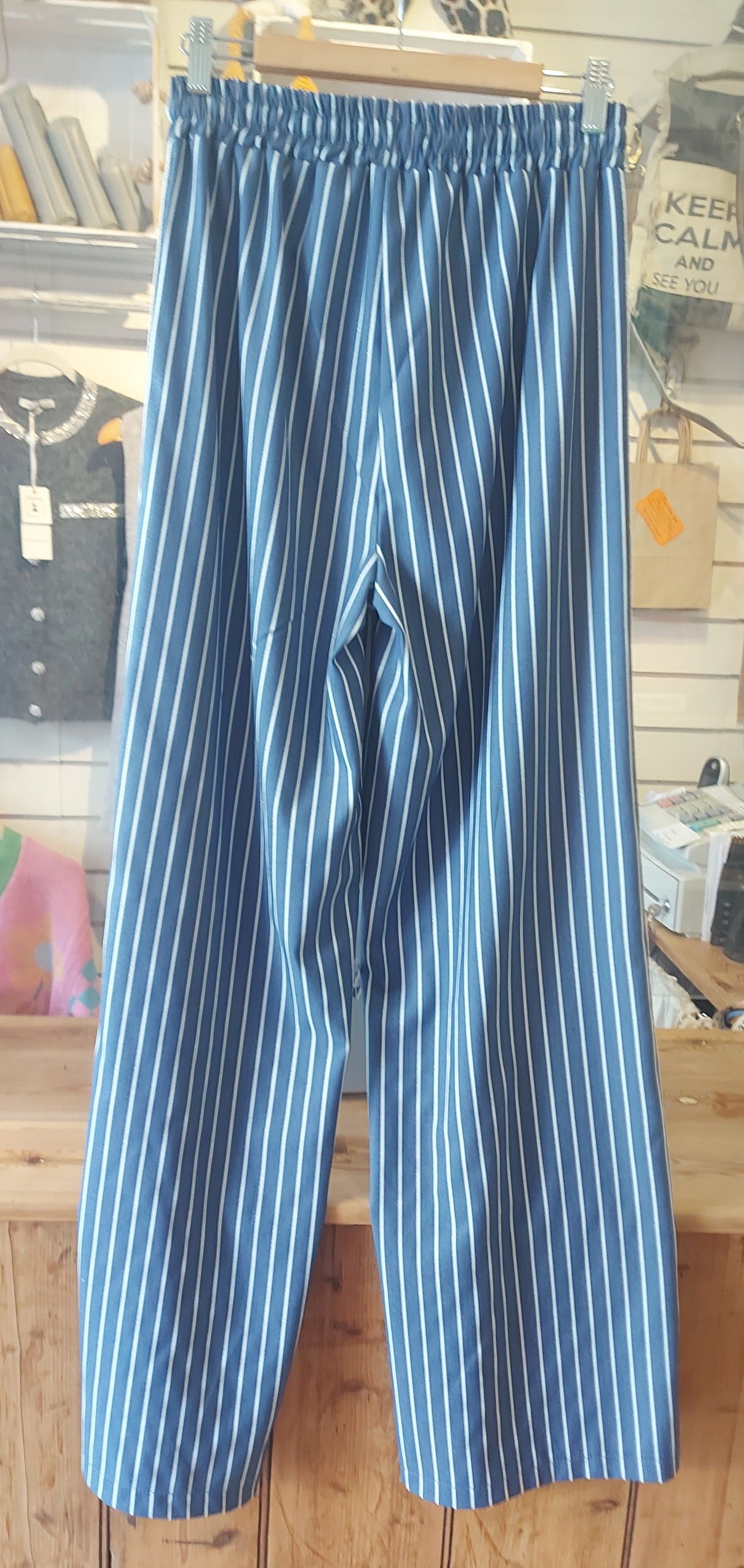 Wide Leg Trousers - Denim Blue