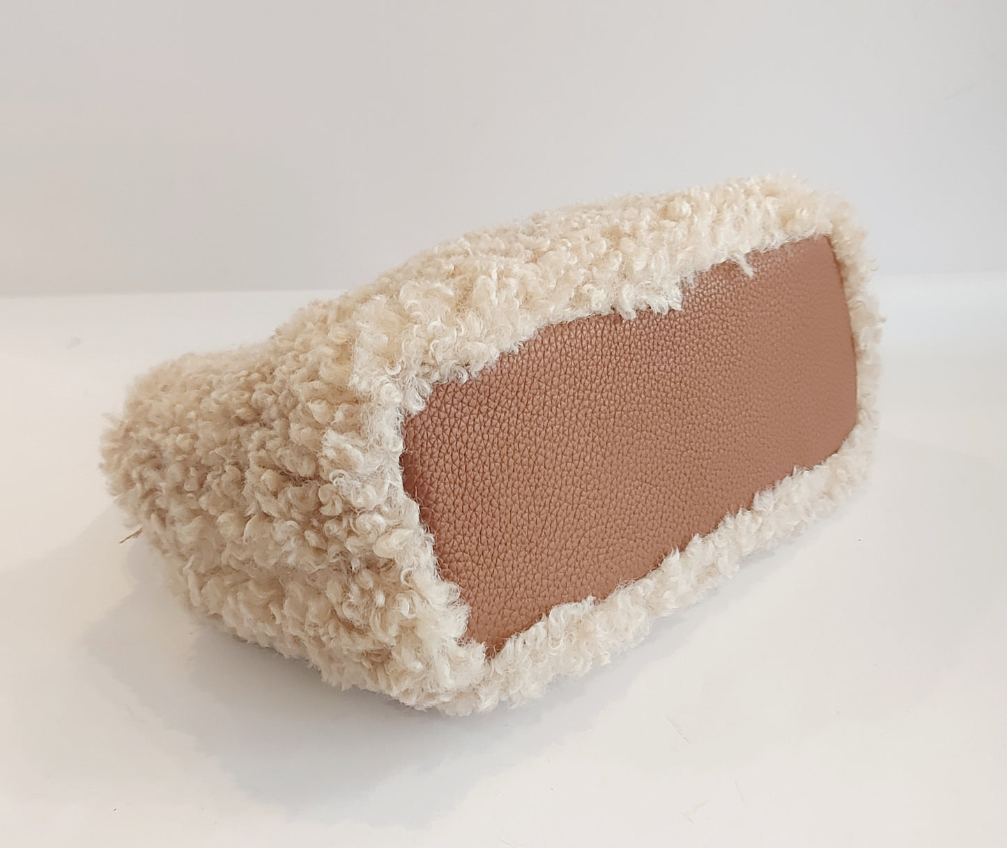 Faux Shearling/Sheepskin Shoulder Bag - Natural & Tan