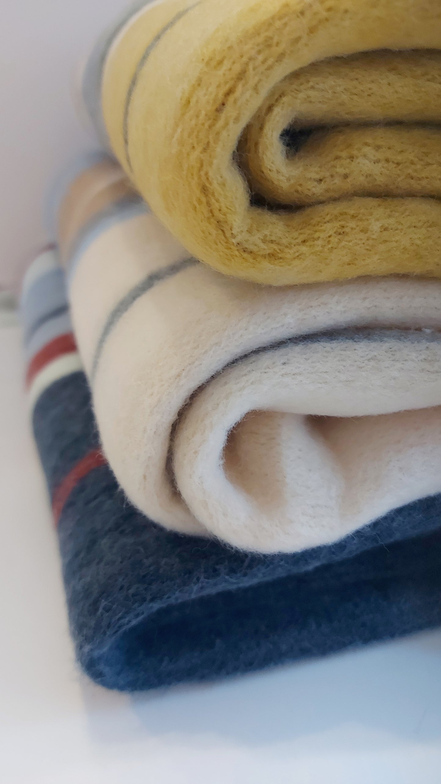 Long Striped Scarf - Pastels: Mustard/Camel/Navy