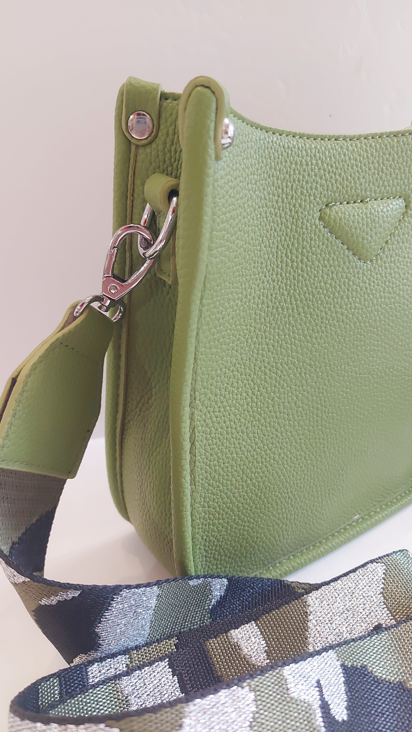 Synthetic Shoulder/Cross-Body Bag - Lime Green