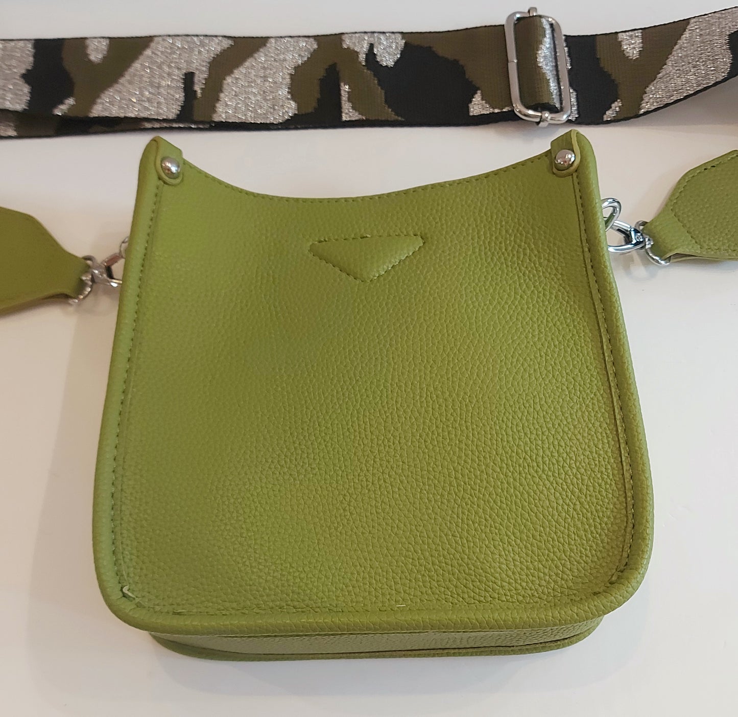 Synthetic Shoulder/Cross-Body Bag - Lime Green