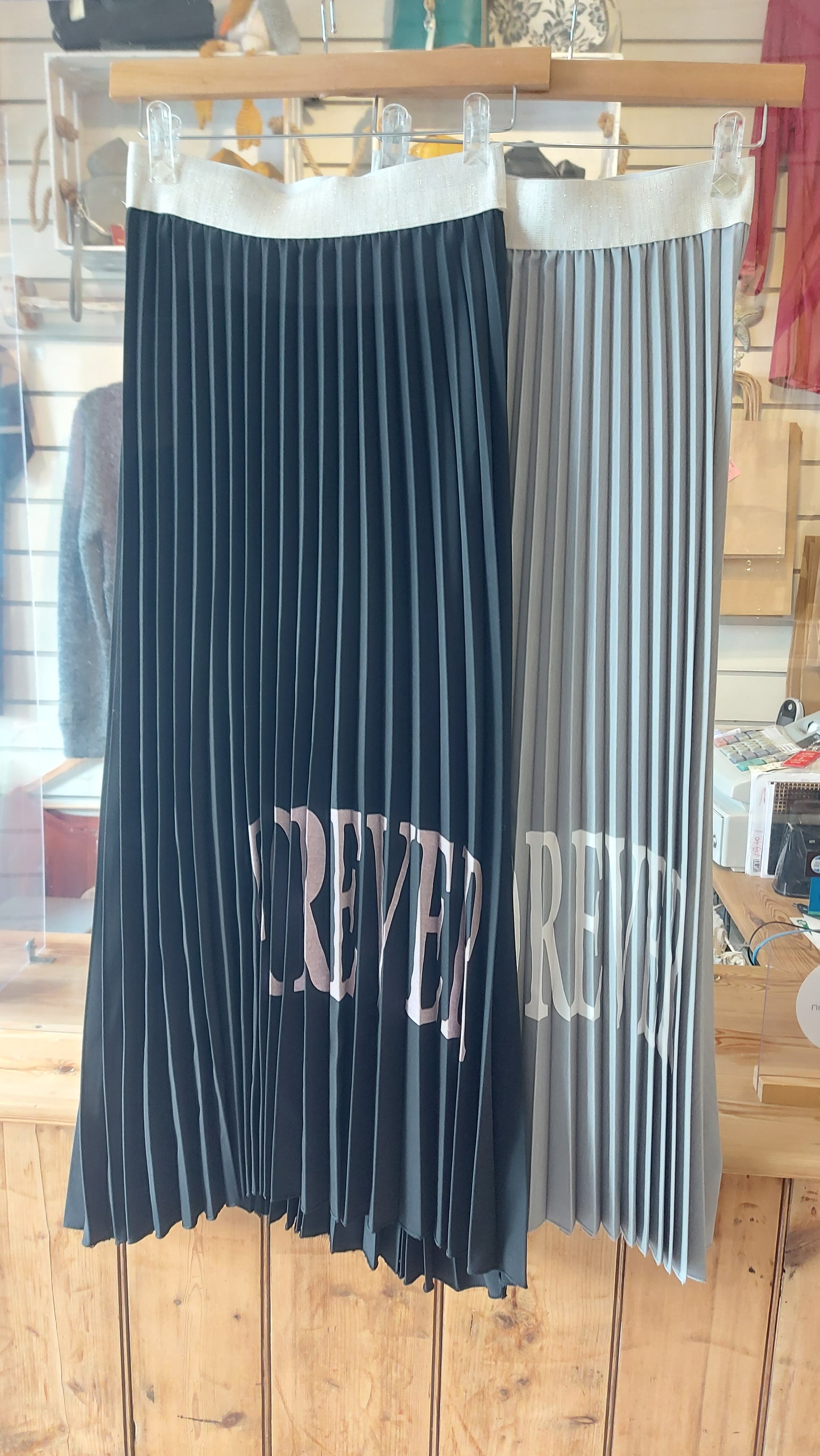 Long Pleated Skirt - Black or Grey
