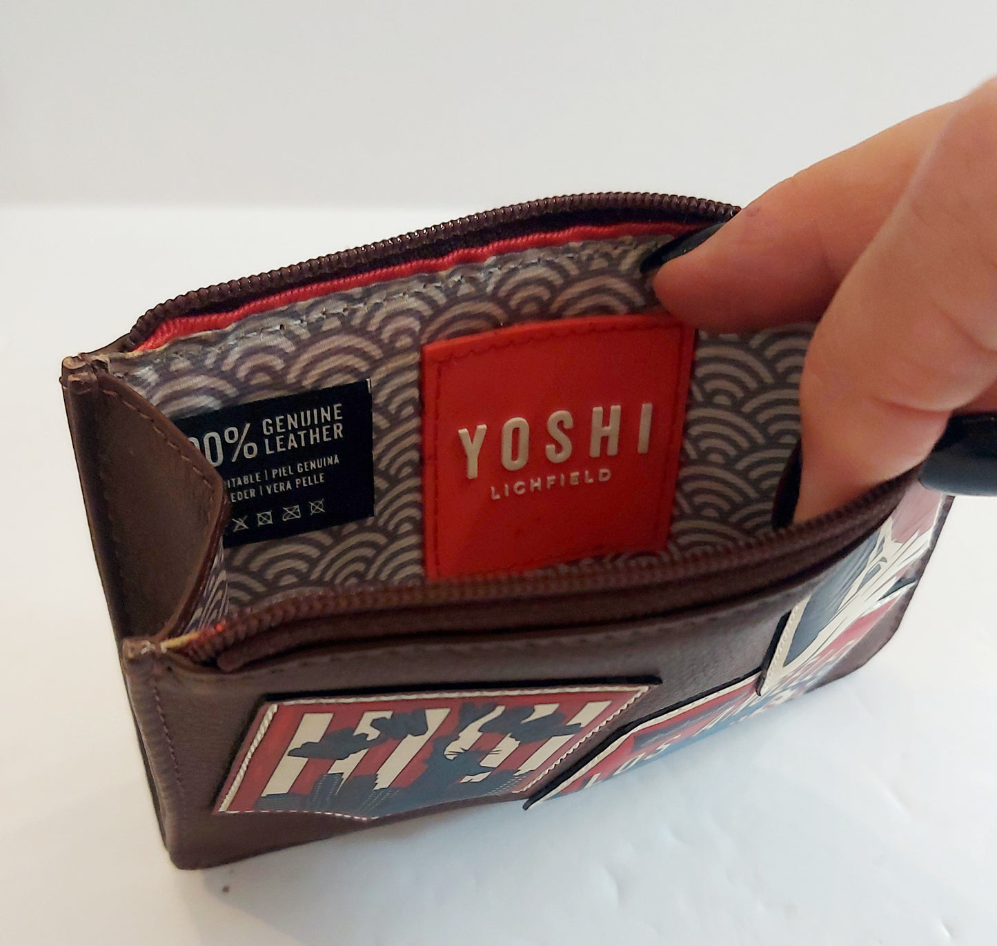 Leather Coin/Card Purse - Travel Theme
