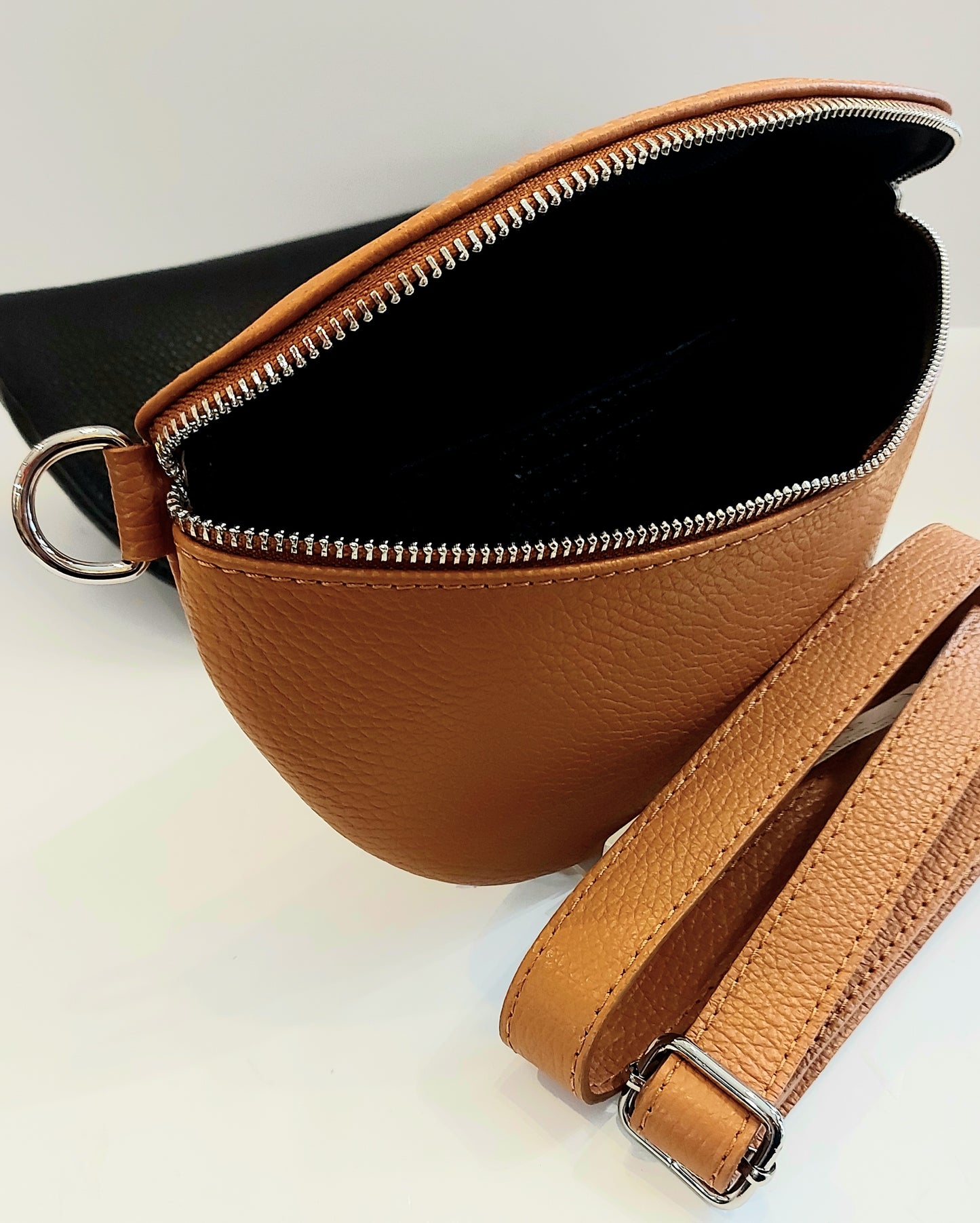 Italian Leather Cross-Body/Shoulder/Sling Bag - Black or Tan