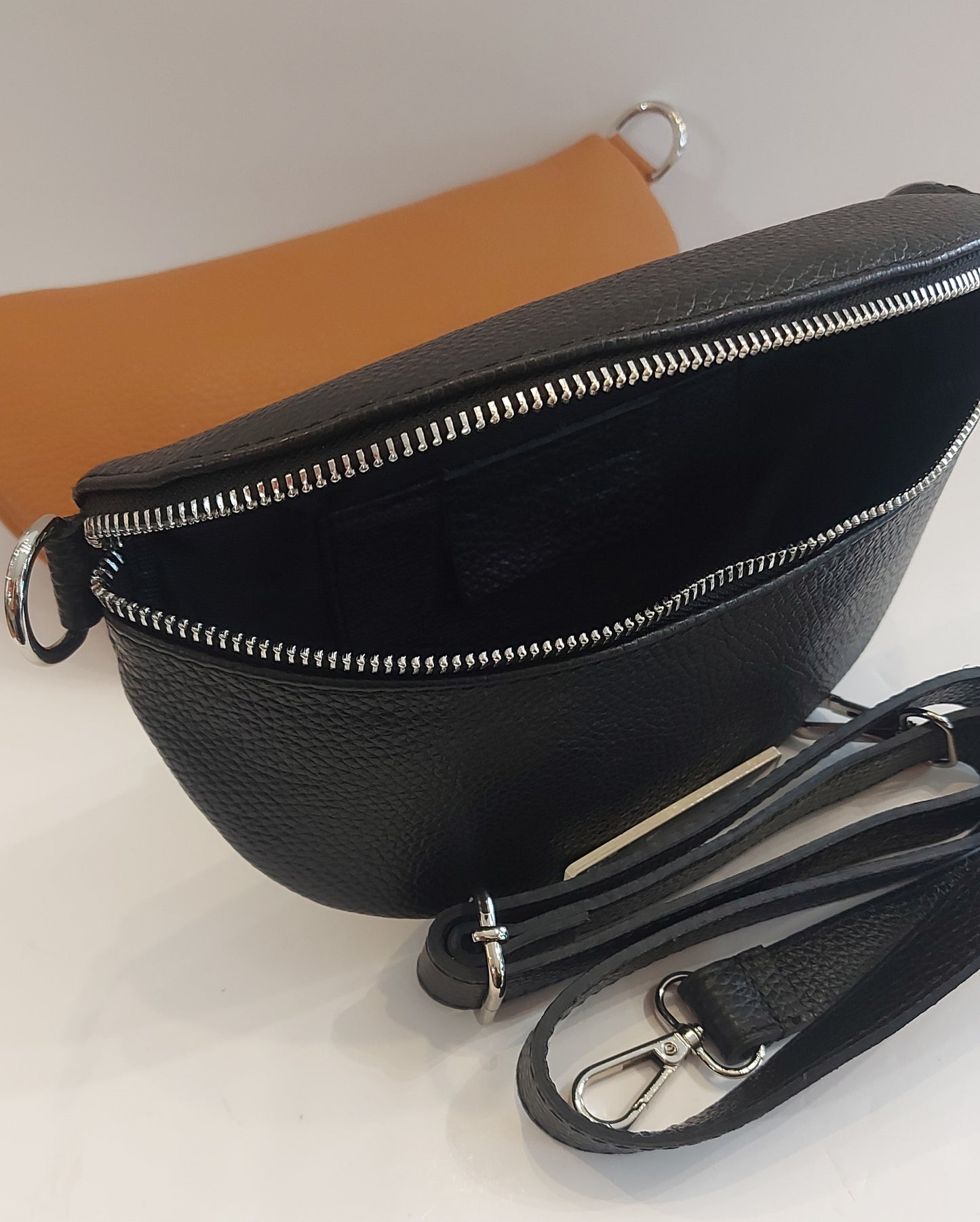 Italian Leather Cross-Body/Shoulder/Sling Bag - Black or Tan