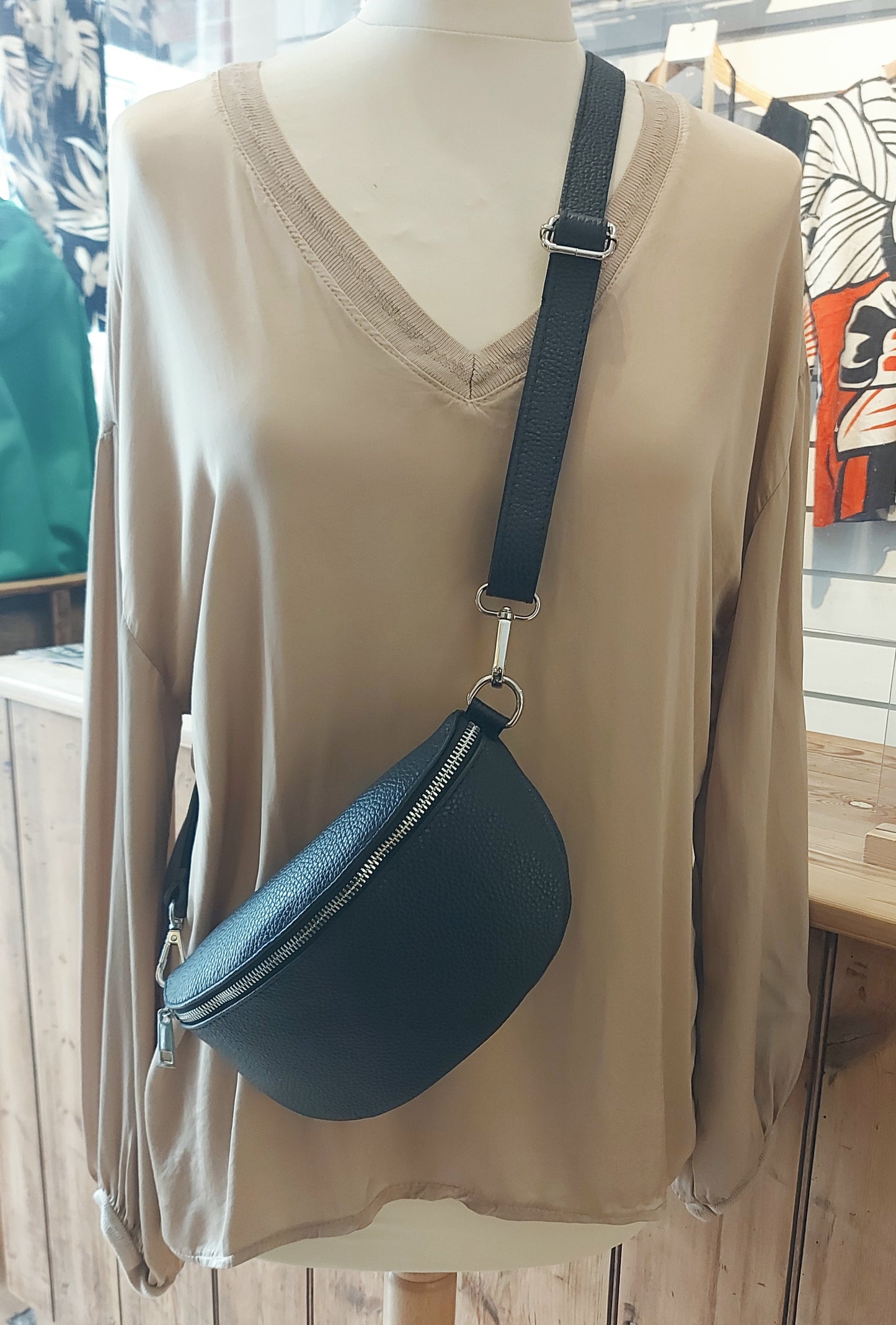 Italian Leather Cross-Body/Shoulder/Sling Bag - Black or Tan
