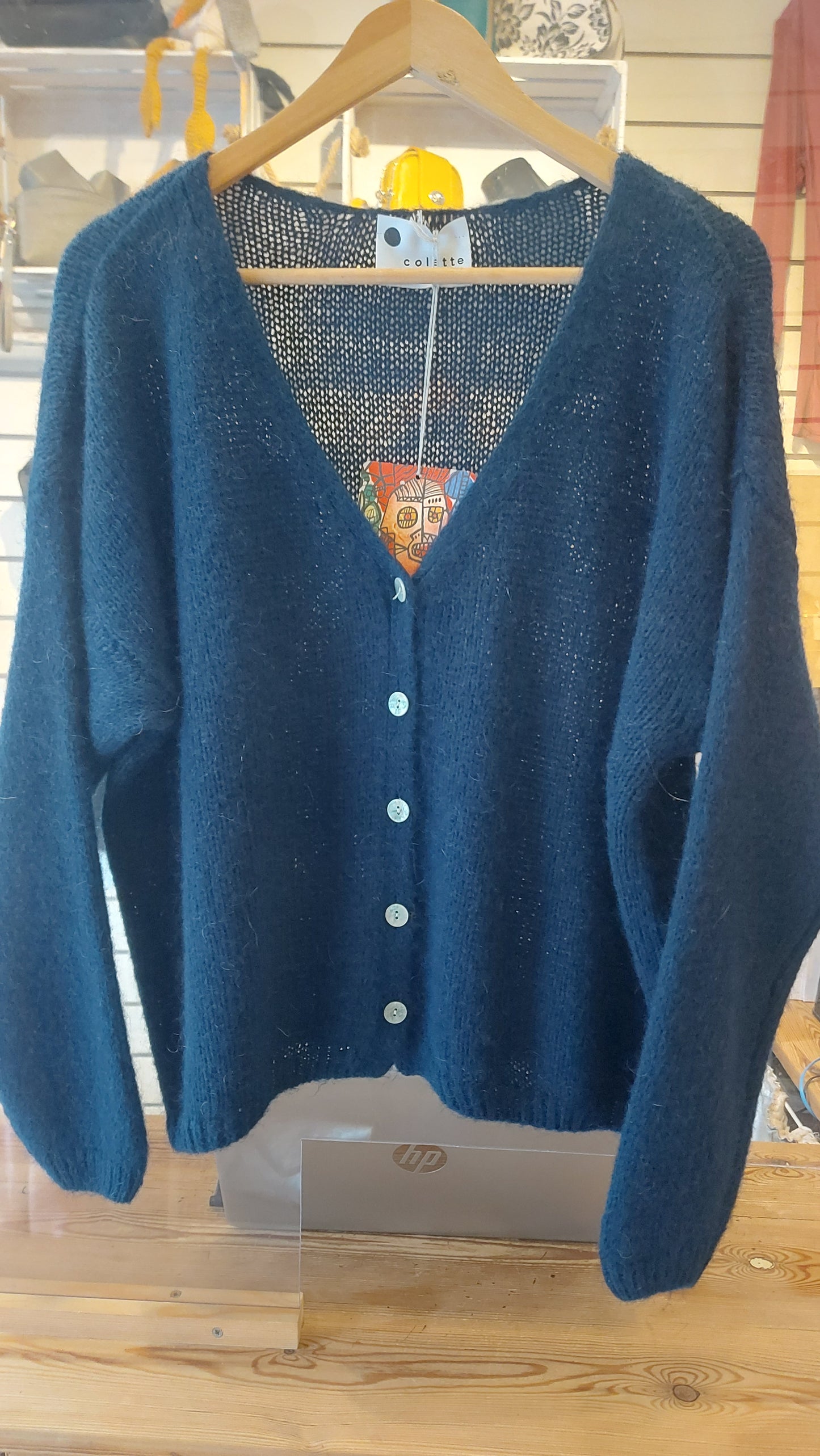 Boxy Cardigan - Navy, Rust, Khaki, Grey