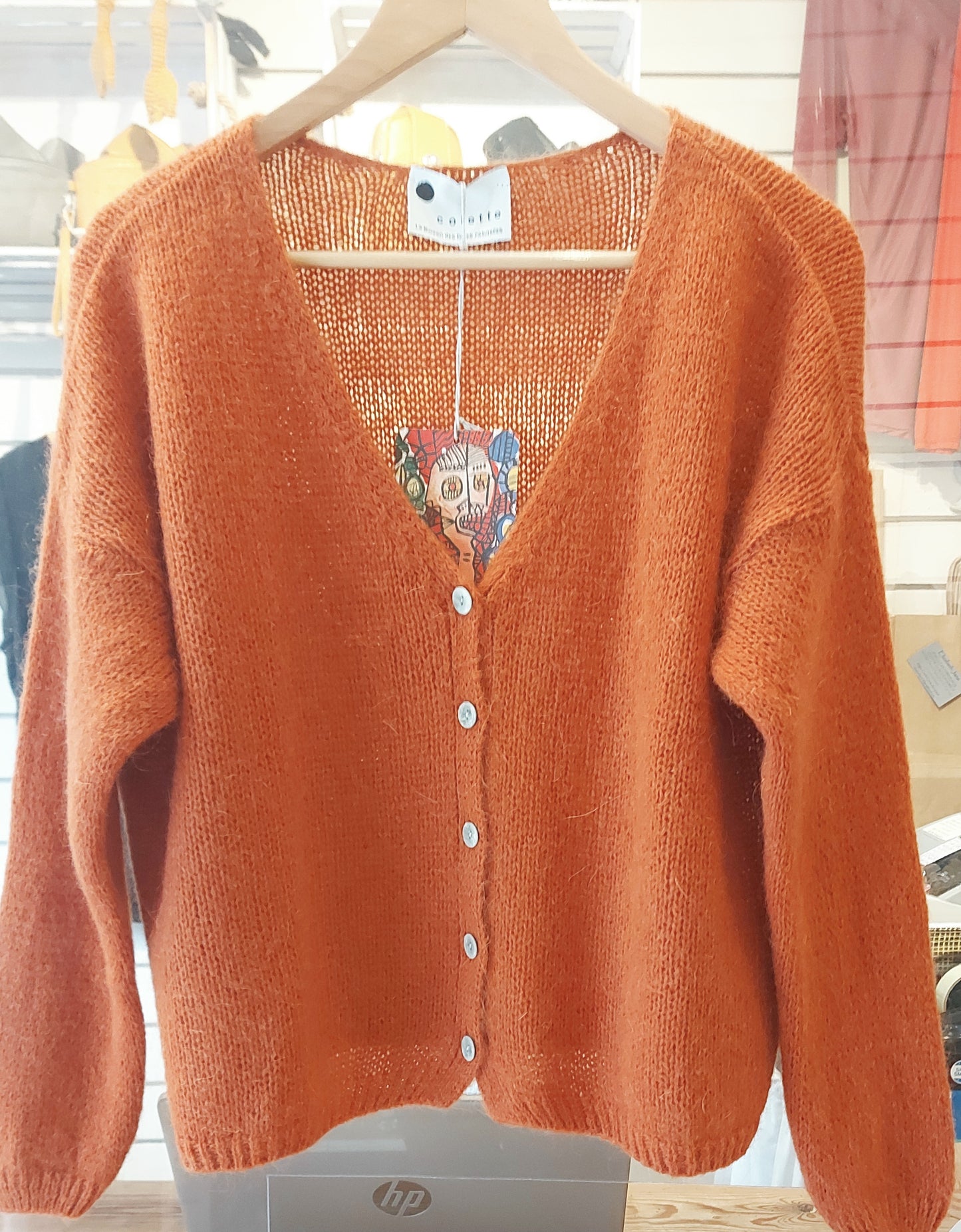 Boxy Cardigan - Navy, Rust, Khaki, Grey