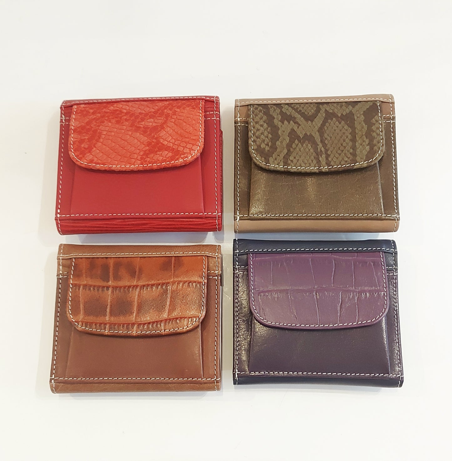 Leather Wallets/Purses - Tan, Red, Khaki, Purple