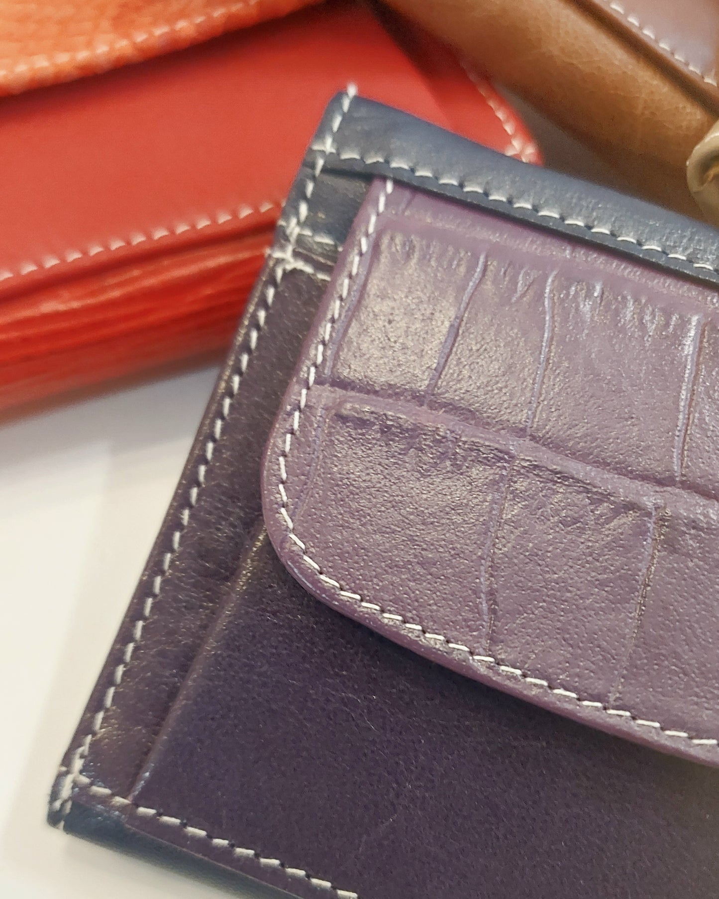 Leather Wallets/Purses - Tan, Red, Khaki, Purple
