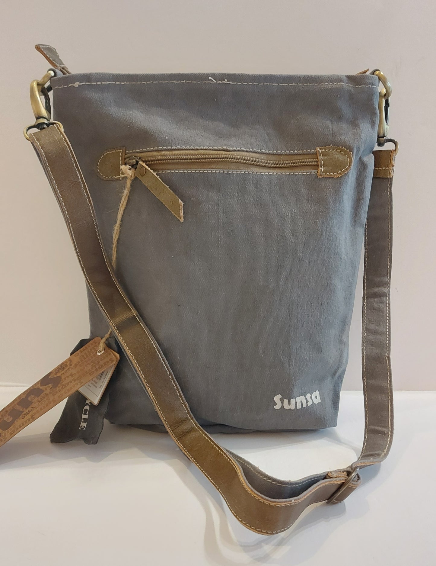 Leather & Canvas Cross-Body/Shoulder Bag - Star