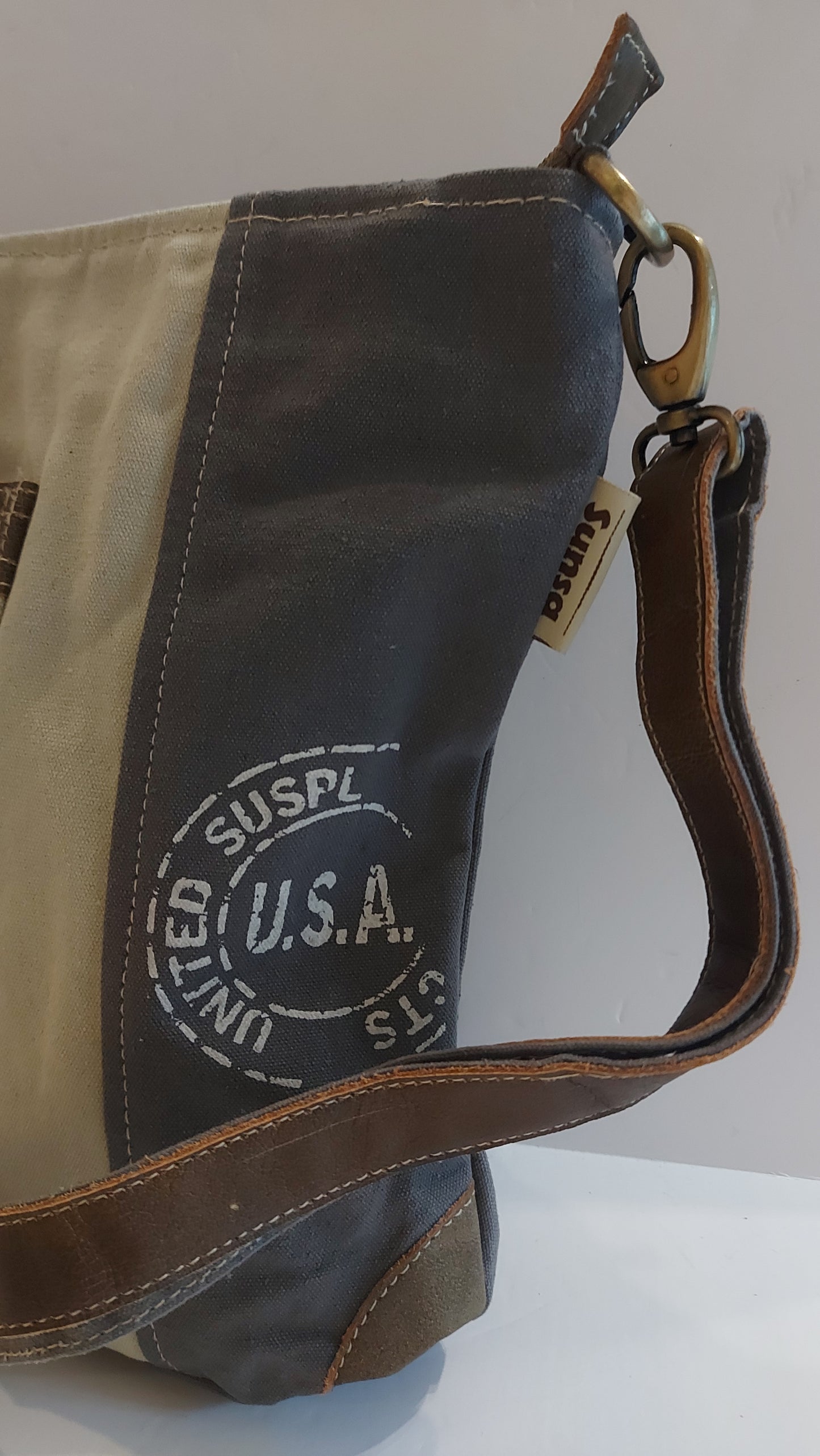 Leather & Canvas Cross-Body/Shoulder Bag - Star