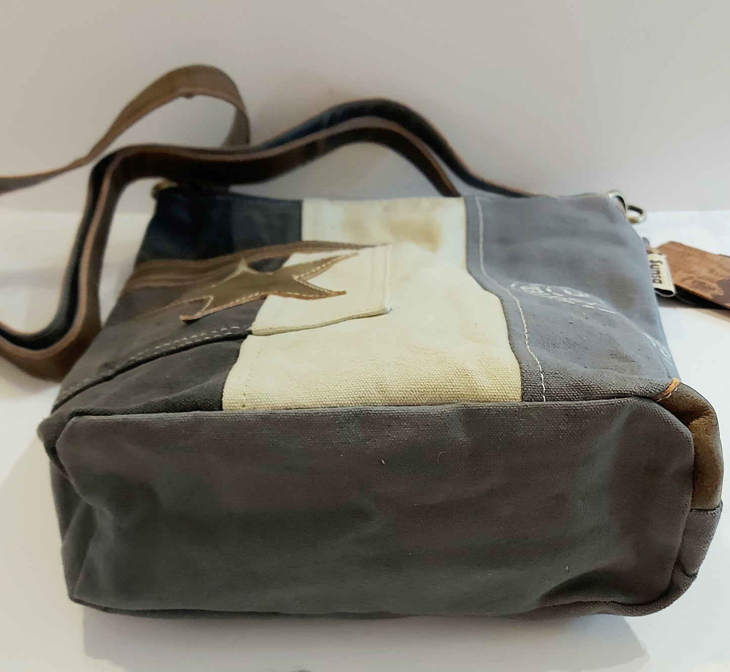 Leather & Canvas Cross-Body/Shoulder Bag - Star