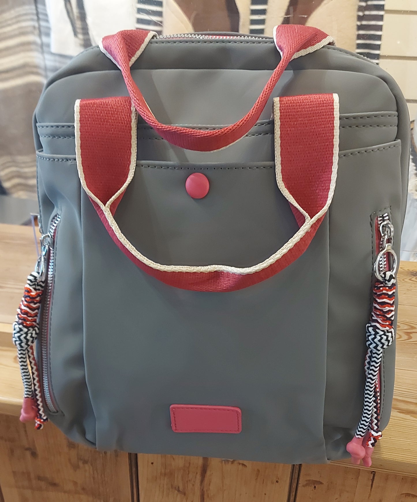 PU Back-Pack - Grey & Pink