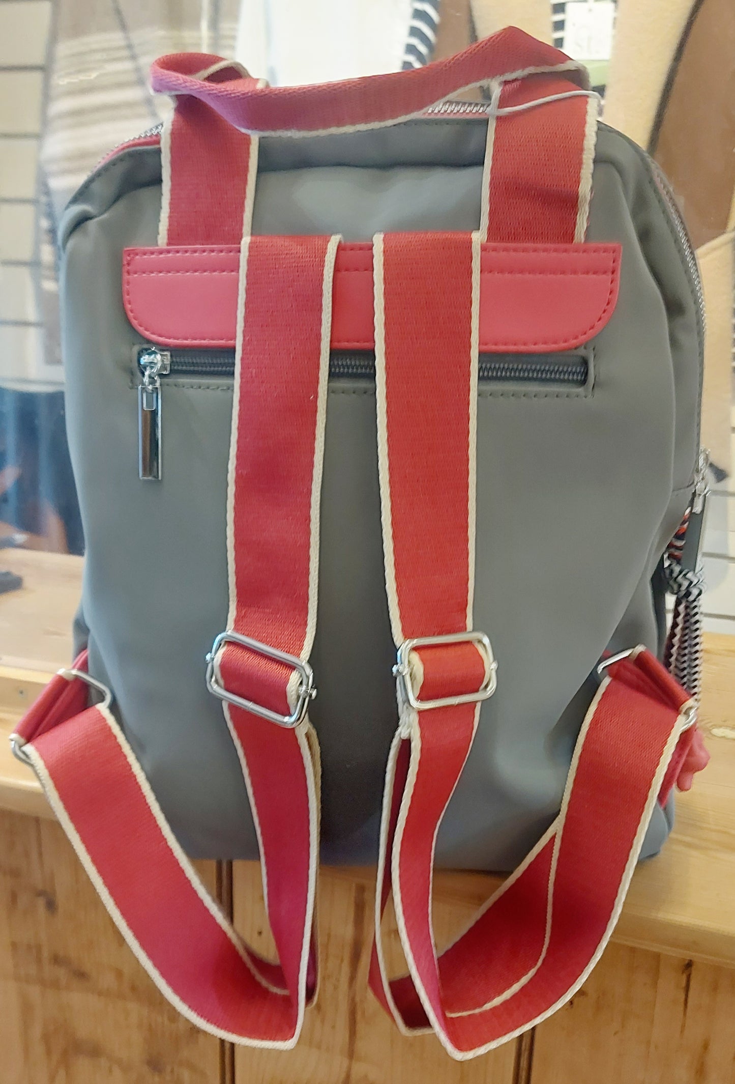 PU Back-Pack - Grey & Pink