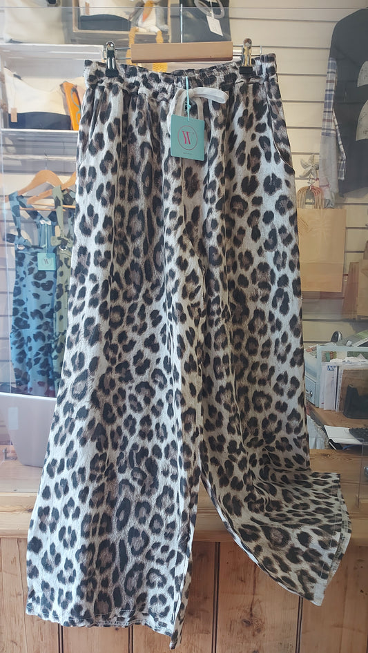 Animal Print Linen Trousers