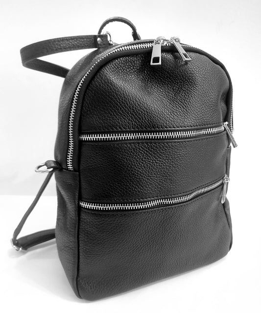Italian Leather Back-Pack - Black