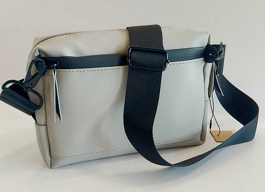 Recycled Polyester Cross-Body/Shoulder Bag - Pale Grey & Black