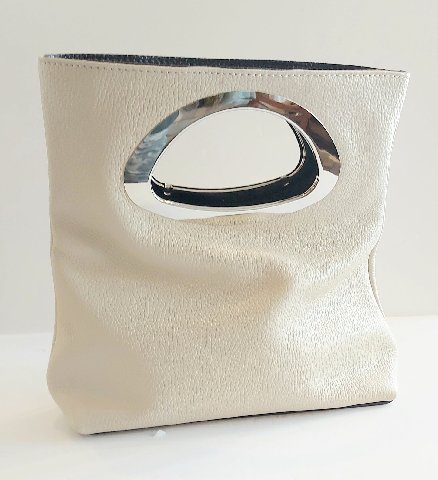 Leather Clutch/Grab Bag - Off-White